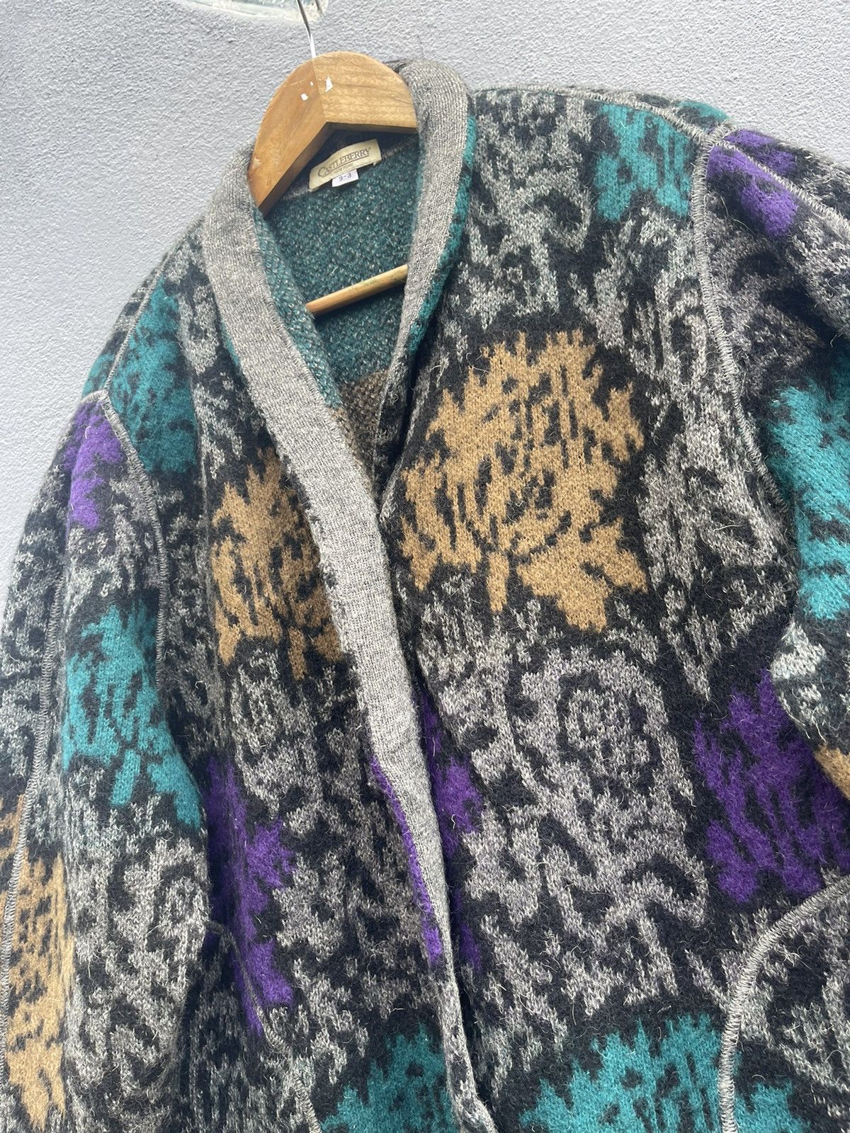 Designer Vintage Castleberry New York Wool Jacket Bold Floral Pattern Size L / US 10 / IT 46 - 3 Thumbnail