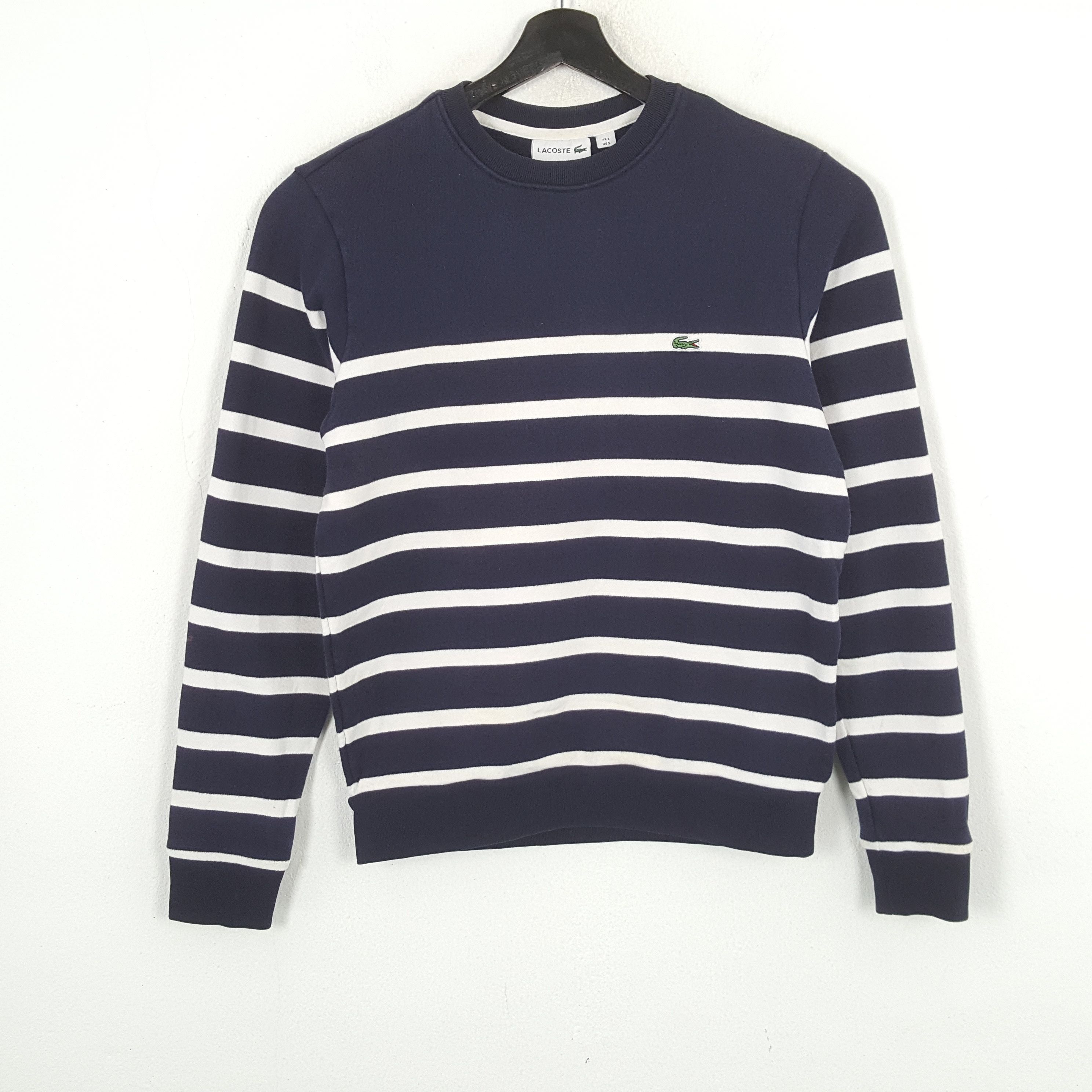 Lacoste × Vintage LACOSTE Small Logo Stripe Design Sweatshirt Size US S / EU 44-46 / 1 - 1 Thumbnail