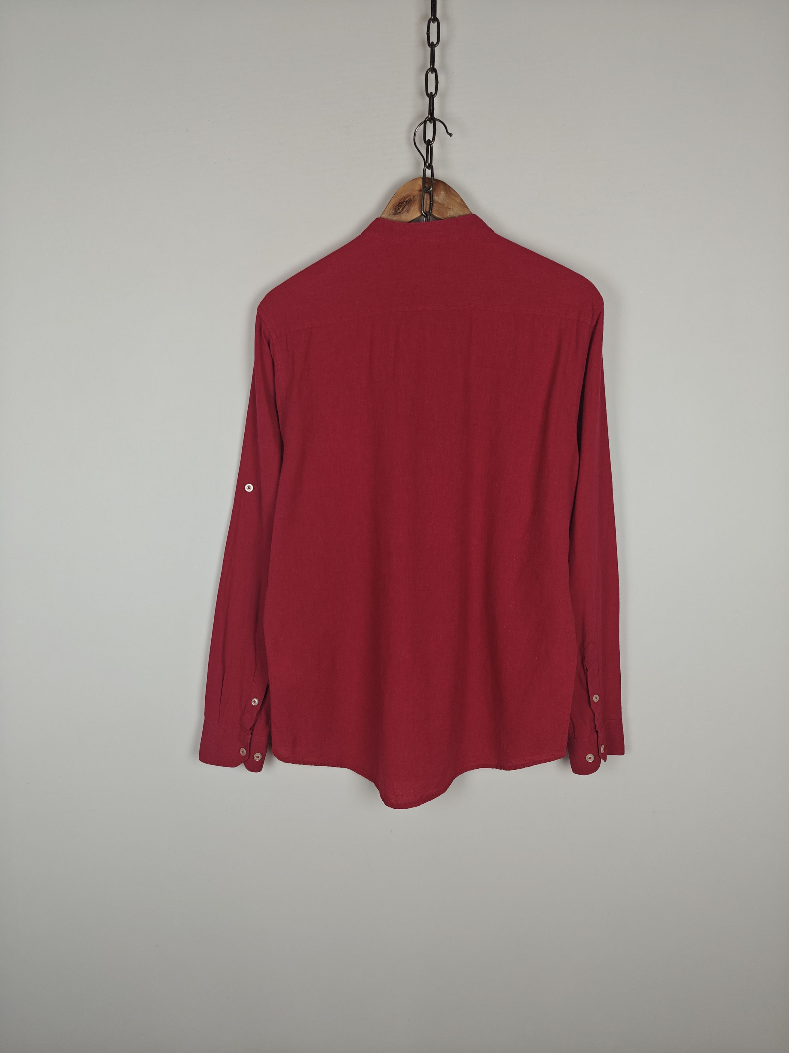 Armani Armani Jeans Shirt VTG Linen/Cotton Red 1/4 size L Size US L / EU 52-54 / 3 - 8 Thumbnail