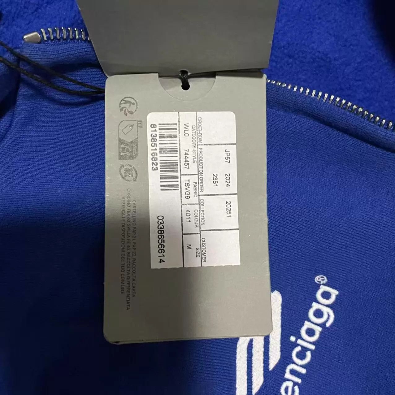 Balenciaga Balenciaga Summer 25 Blue Football Zip Hoodie M Size US M / EU 48-50 / 2 - 5 Thumbnail