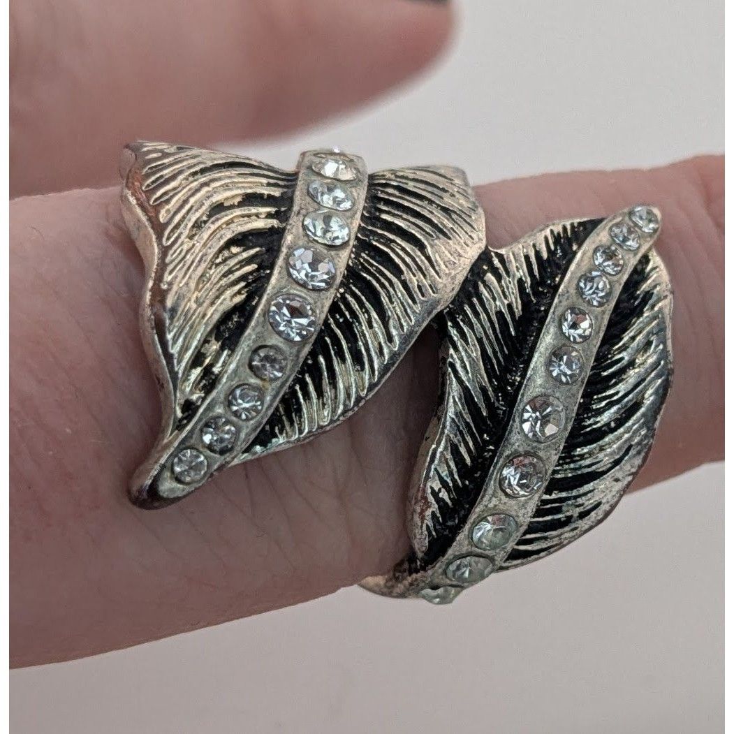 Other Fairycore Elvish Fantasy Antiqued Silver Tone Leaf Ring With Size ONE SIZE - 3 Thumbnail