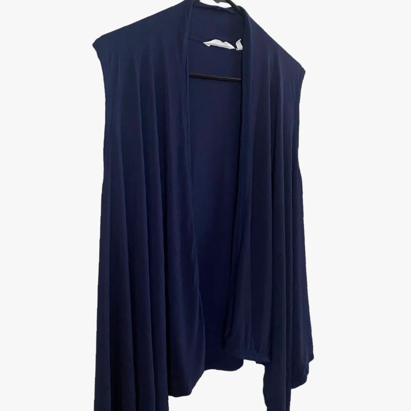 Athleta Athleta Cardigan Women's Medium Dark Blue Open-Front Sleeveless Waterfall Wrap Womens Size M / US 6-8 / IT 42-44 - 4 Thumbnail