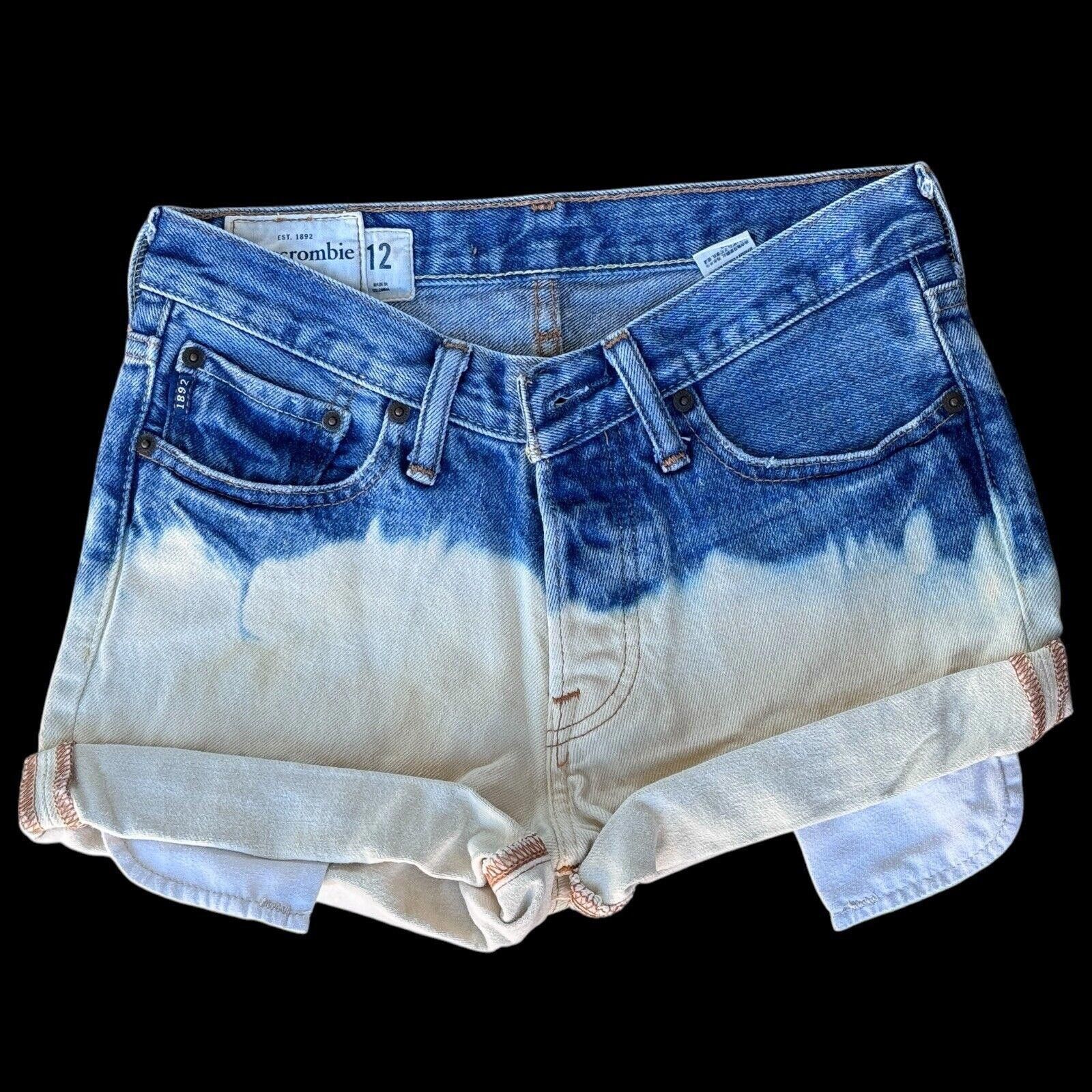 Designer Vtg Abercrombie Kids Sz 12 Dip Dyed Cut Off Button Shorts Size US 26 / EU 42 - 1 Thumbnail