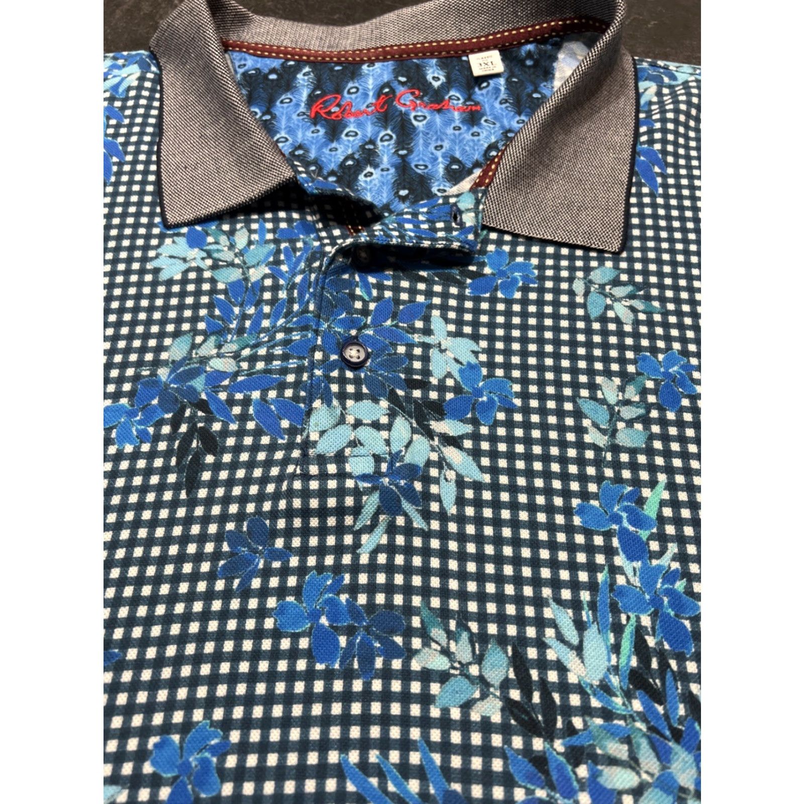 Robert Graham Robert Graham Polo Shirt Mens 3XL Blue Geometric Classic Fit Golf Preppy Size US XXL / EU 58 / 5 - 4 Thumbnail