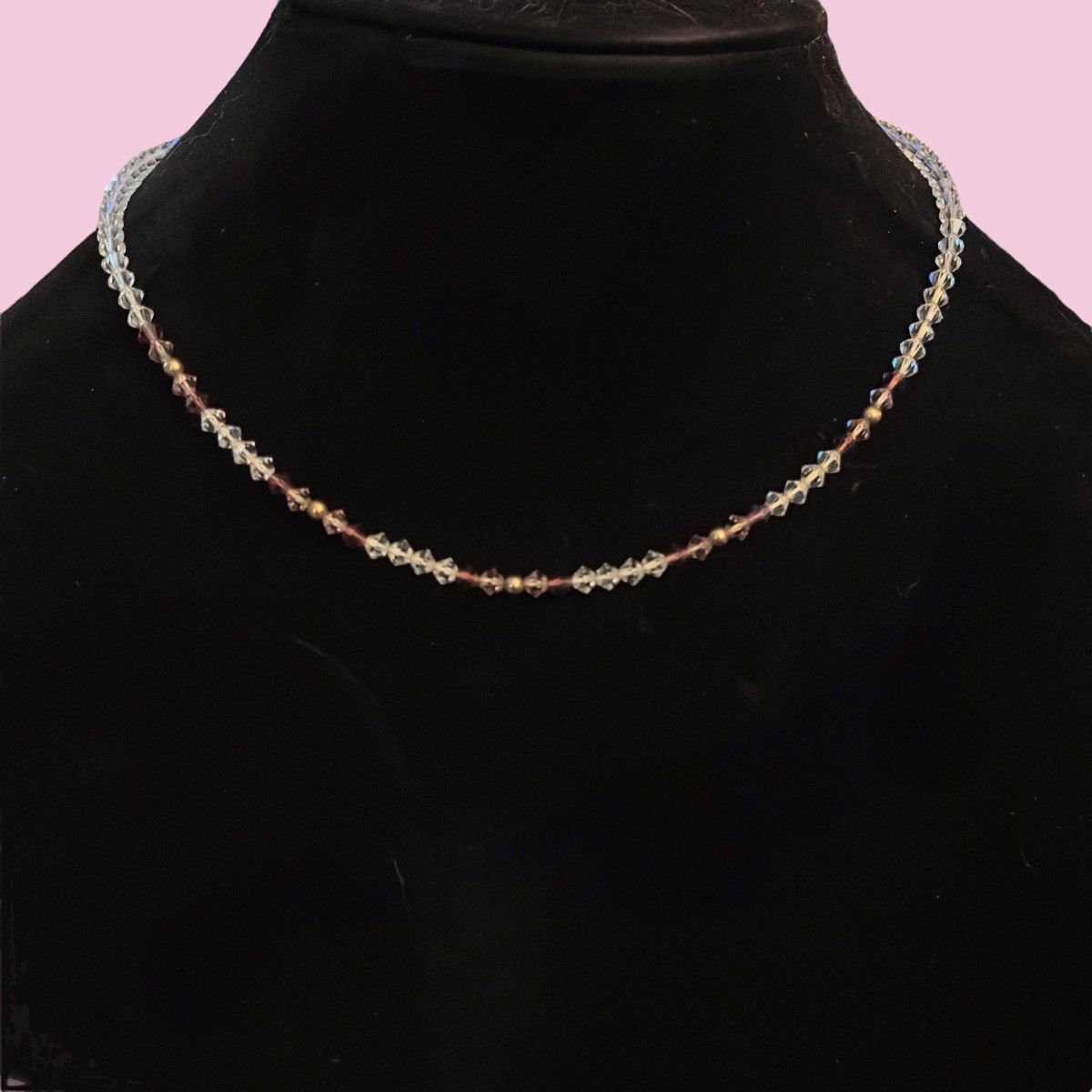 Vintage Vintage clear, pink and purple crystal bead necklace Size ONE SIZE - 1 Thumbnail