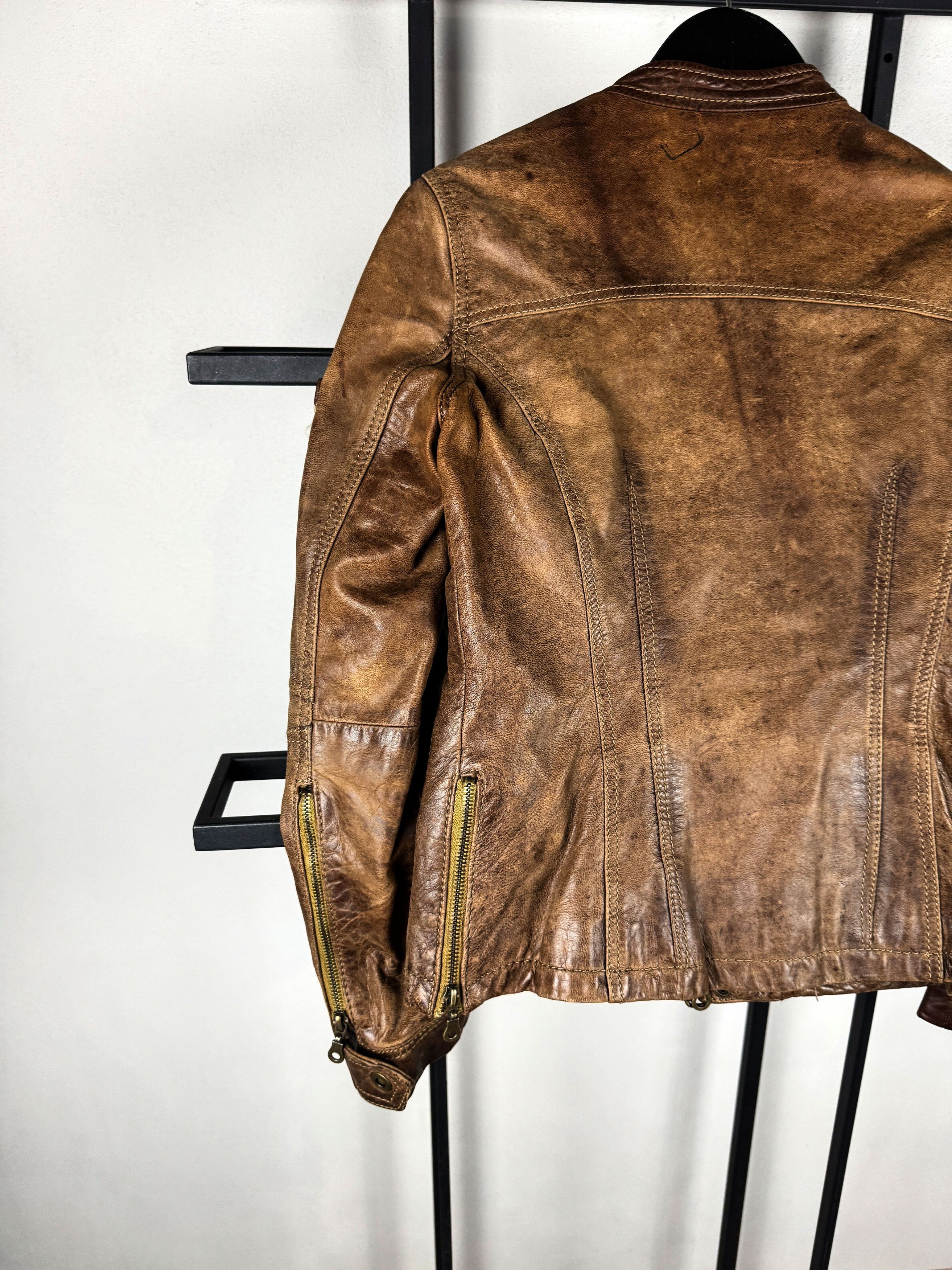 Tornado Mart Vintage Distressed Brown Leather Biker Jacket Y2K Style Size US XS / EU 42 / 0 - 6 Thumbnail