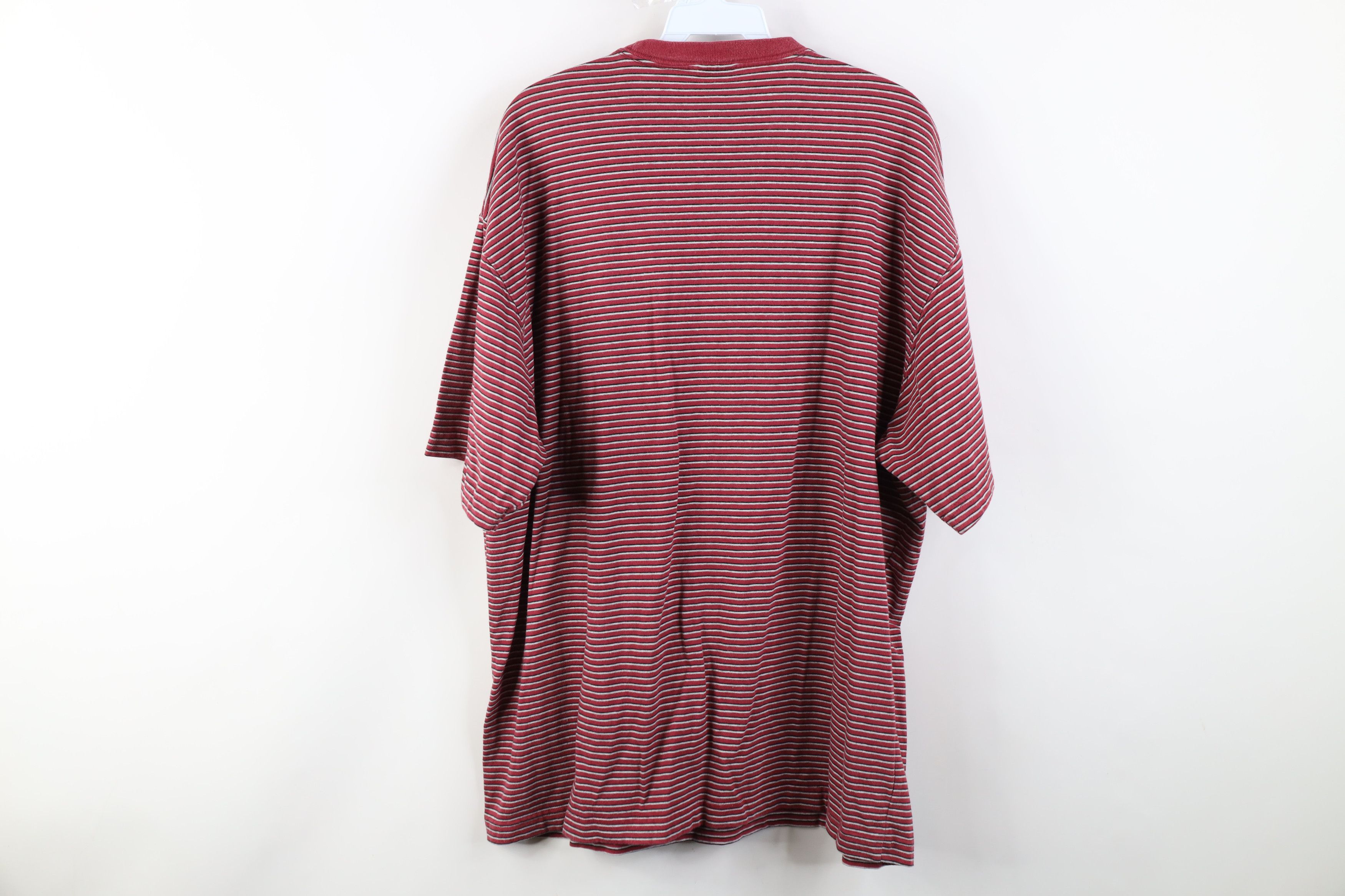 Vintage Vintage 90s Streetwear Heavy Striped Cotton T-Shirt Red Size US XL / EU 56 / 4 - 7 Thumbnail