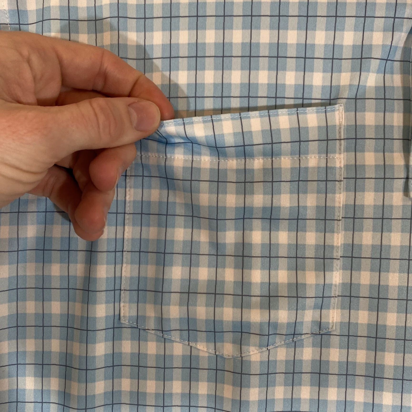 Footjoy FootJoy Polo Shirt Mens Large Blue White Plaid Performance Stretch Golf Sport Size US L / EU 52-54 / 3 - 3 Thumbnail
