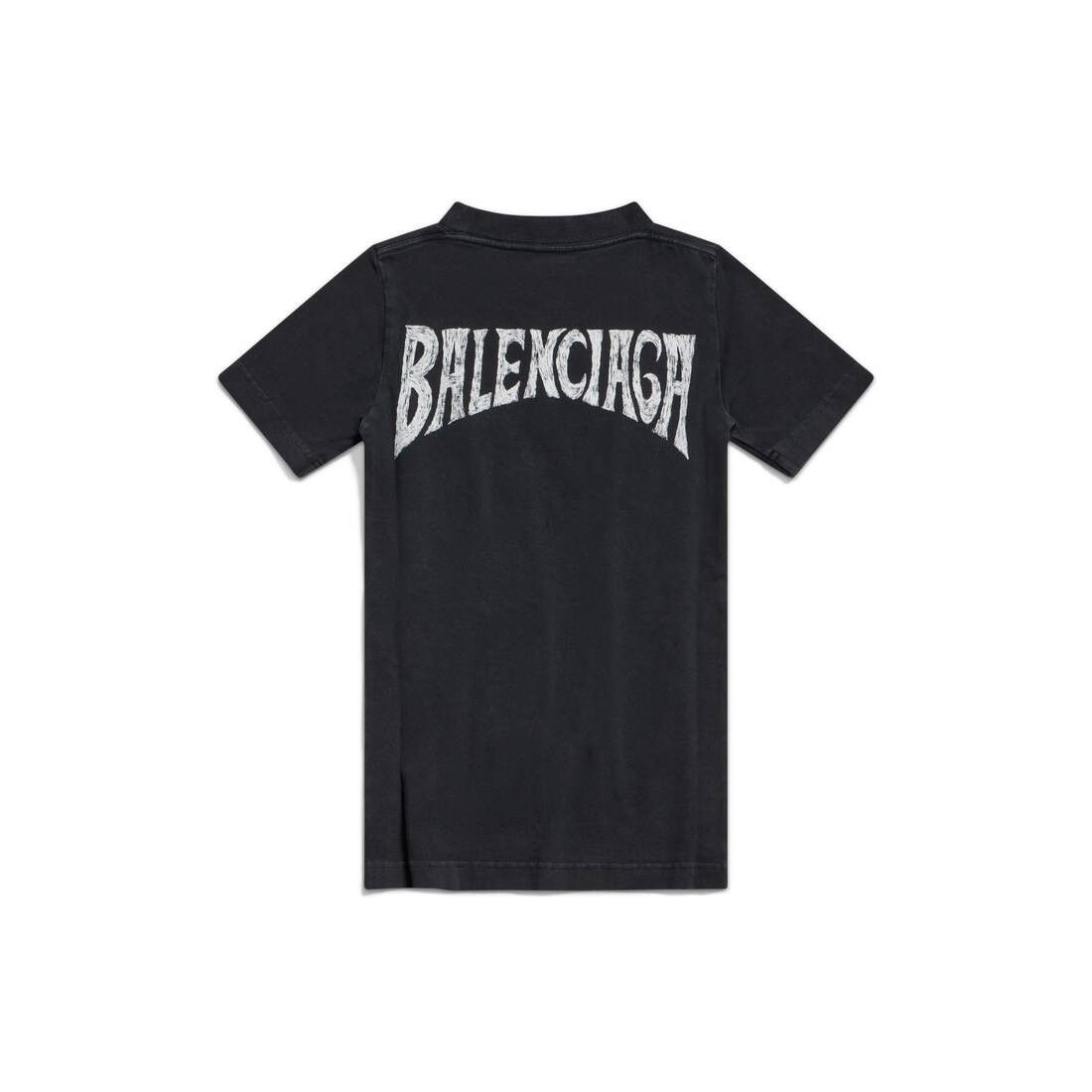 Balenciaga o1srvl11e0426 Paris Tropical T-Shirt Fitted in Black Size L / US 10 / IT 46 - 2 Thumbnail