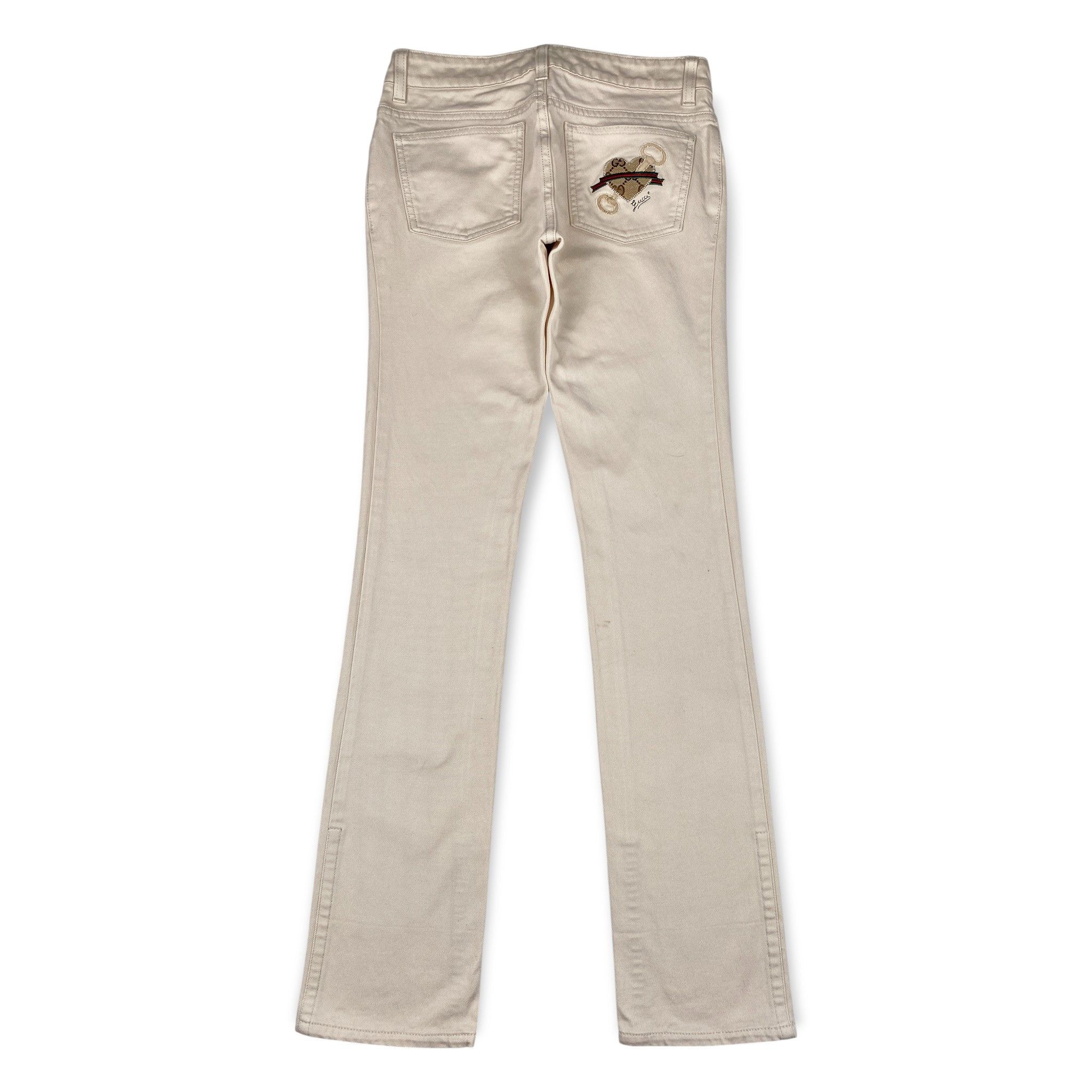 Gucci Embroidered Heart Crest Denim Pants Size 25" / US 0 / IT 36 - 1 Thumbnail