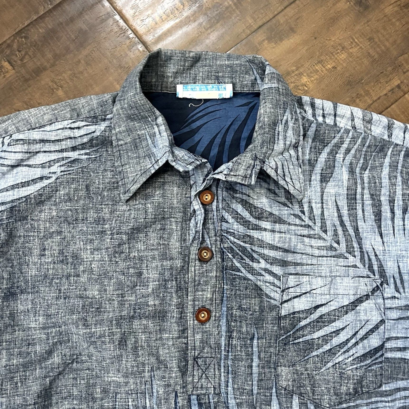 Ocean Pacific VINTAGE Ocean Pacific Mens Large Hawaiian Surf Floral Button-Up Shirt Short Sleeve Blue 70s Aloha Beach Size US L / EU 52-54 / 3 - 2 Thumbnail