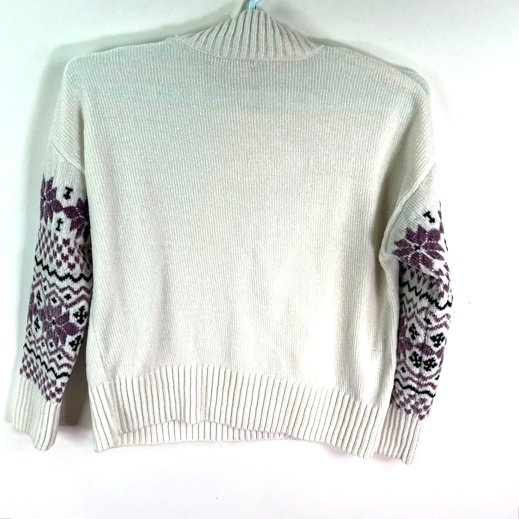 Christian Siriano Christian Seriano Sweater Womens M size White/Purple Bohemian Oversized Knit Pullover Size M / US 6-8 / IT 42-44 - 5 Thumbnail