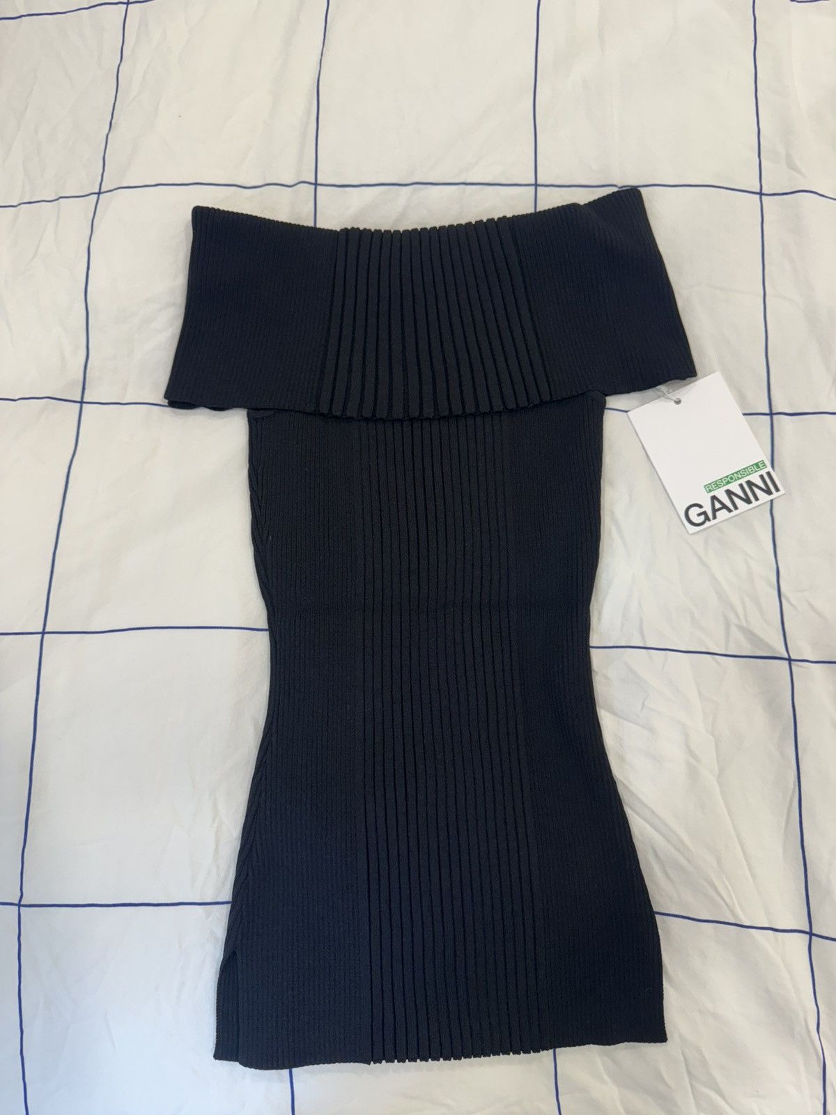 Ganni Melange Knit Off Shoulder top