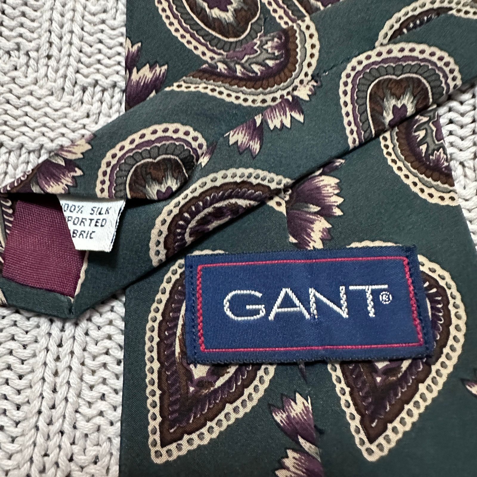 Gant Vintage Gant green paisley men's silk tie Size ONE SIZE - 3 Thumbnail