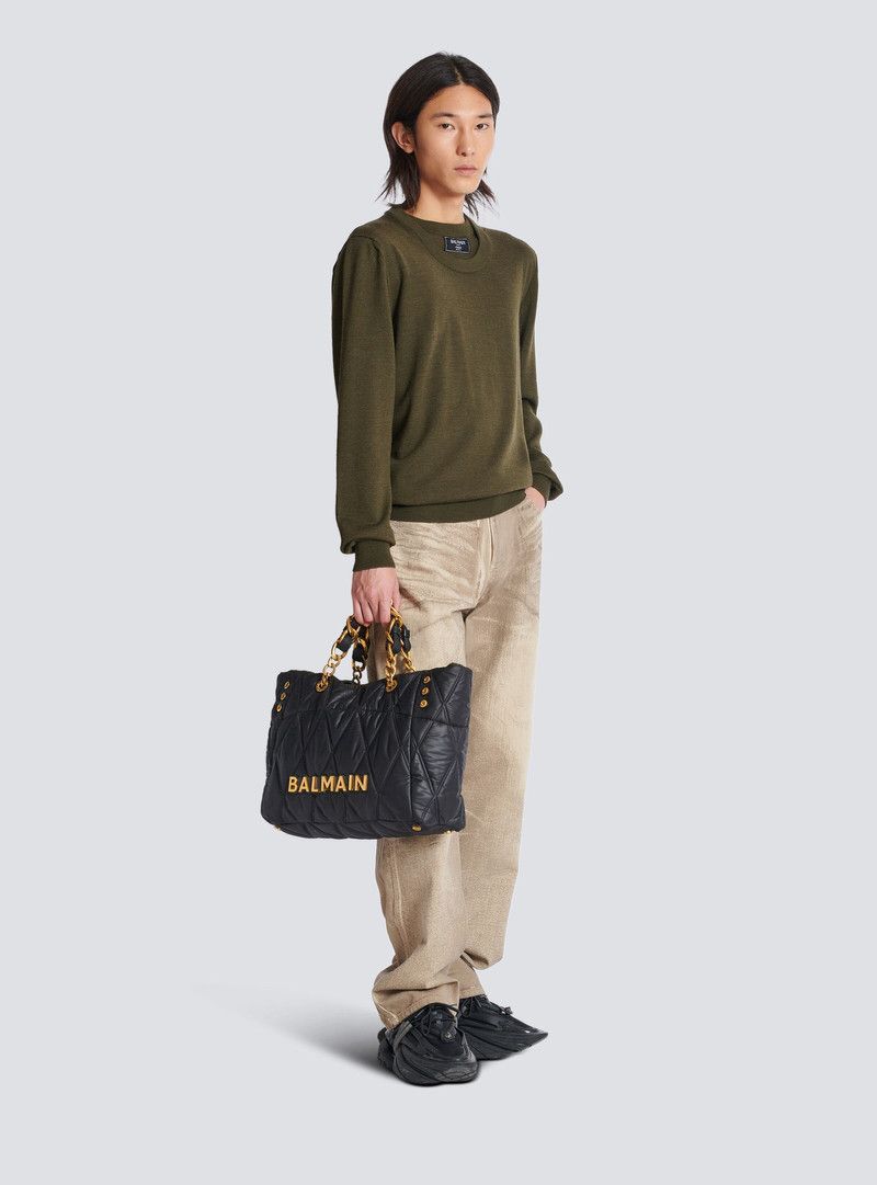 Balmain o1s1wg111225 Size:OS/1945 Soft Nylon Tote Bag in Black Size ONE SIZE - 9 Thumbnail