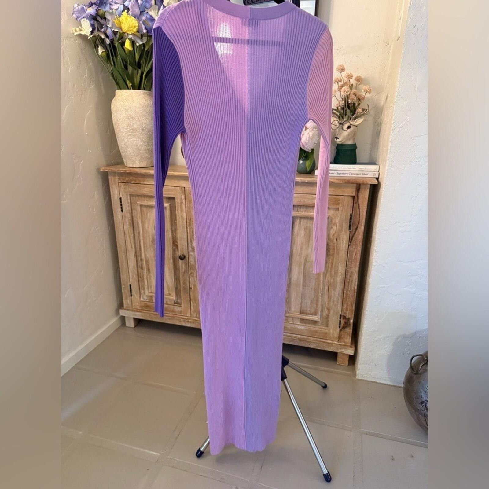 Acne Studios STAUD Shoko Ribbed Color Block Sweater Midi Button Front L Size L / US 10 / IT 46 - 6 Thumbnail