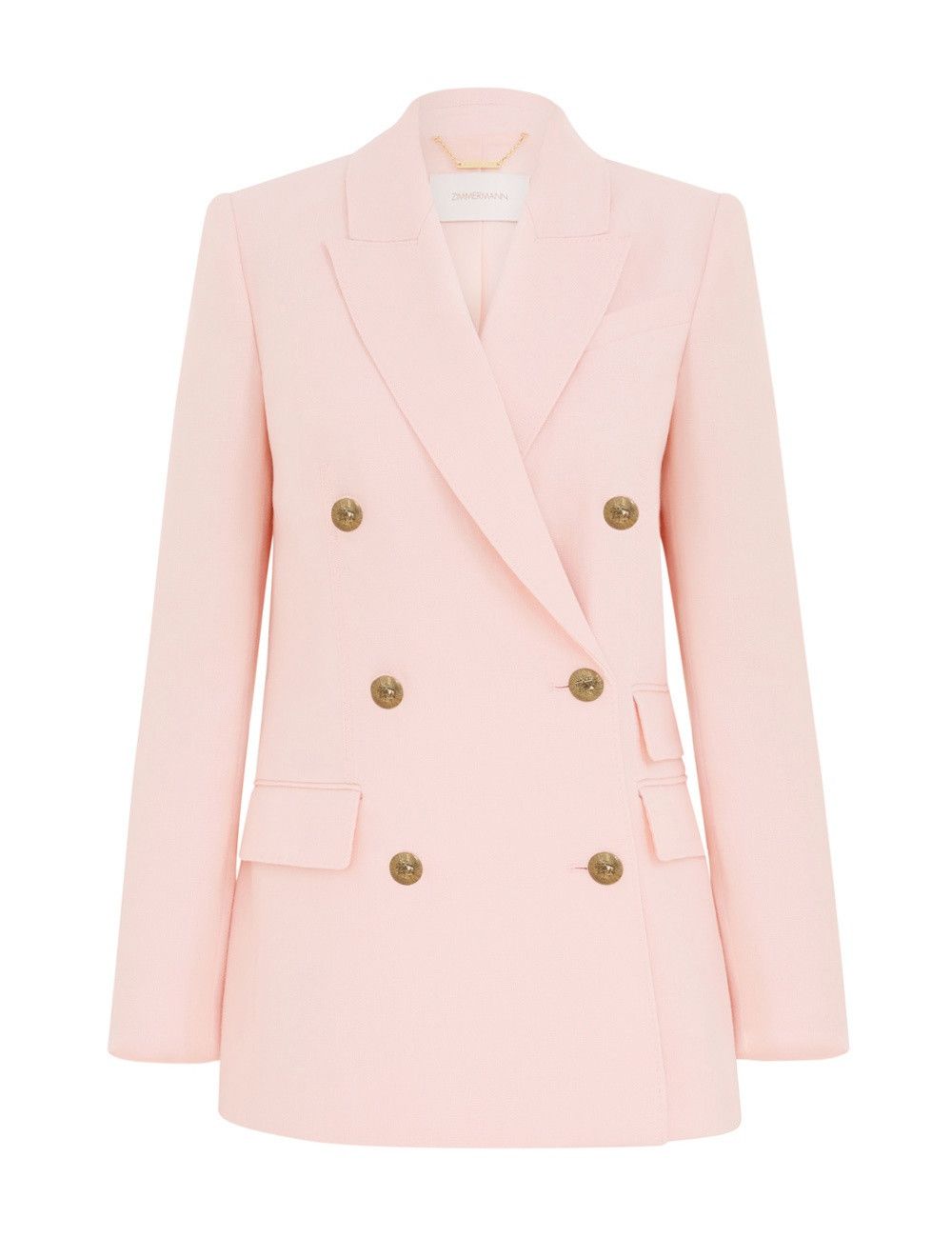 Zimmermann oc11z0226 Crush Double Breasted Jacket In Pink Size M / US 6-8 / IT 42-44 - 1 Thumbnail