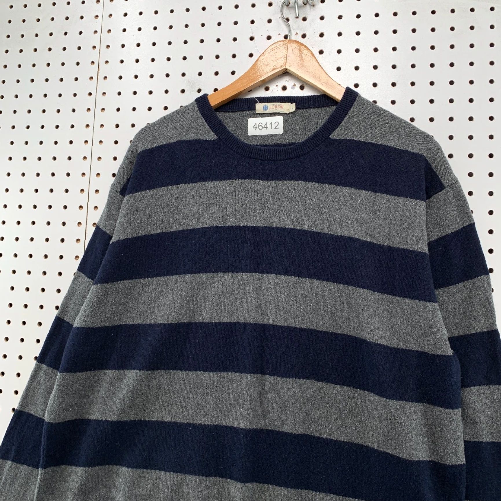 J.Crew J. CREW Sweater Mens XL Blue Gray Striped Cotton Cashmere Blend Preppy Pullover Size US XL / EU 56 / 4 - 3 Thumbnail