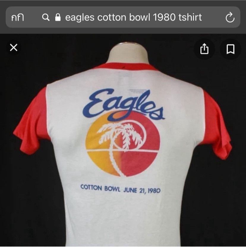 Vintage 1980 Eagles Long Run Cotton Bowl T- Shirt Vintage 80’s Size US S / EU 44-46 / 1 - 6 Thumbnail