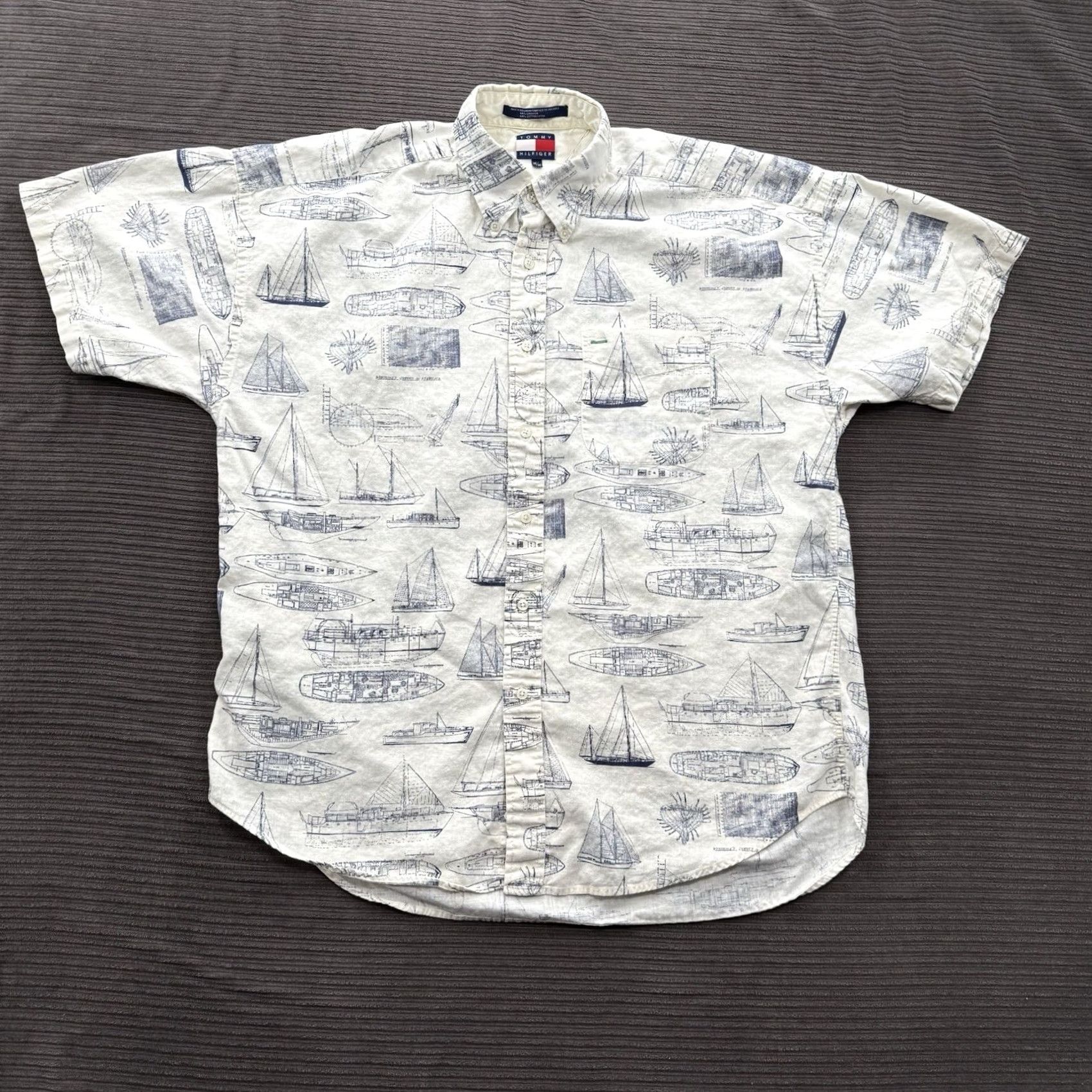 Tommy Hilfiger Tommy Hilfiger Shirt Men Medium Linen Blend Short Sleeve Nautical Print Casual Multicolor Logo Button-Up Regular Size US M / EU 48-50 / 2 - 2 Thumbnail
