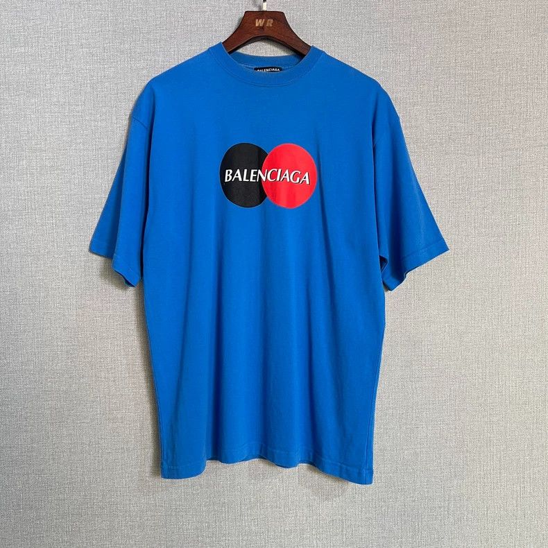 Balenciaga Blue Mastercard print logo short sleeve