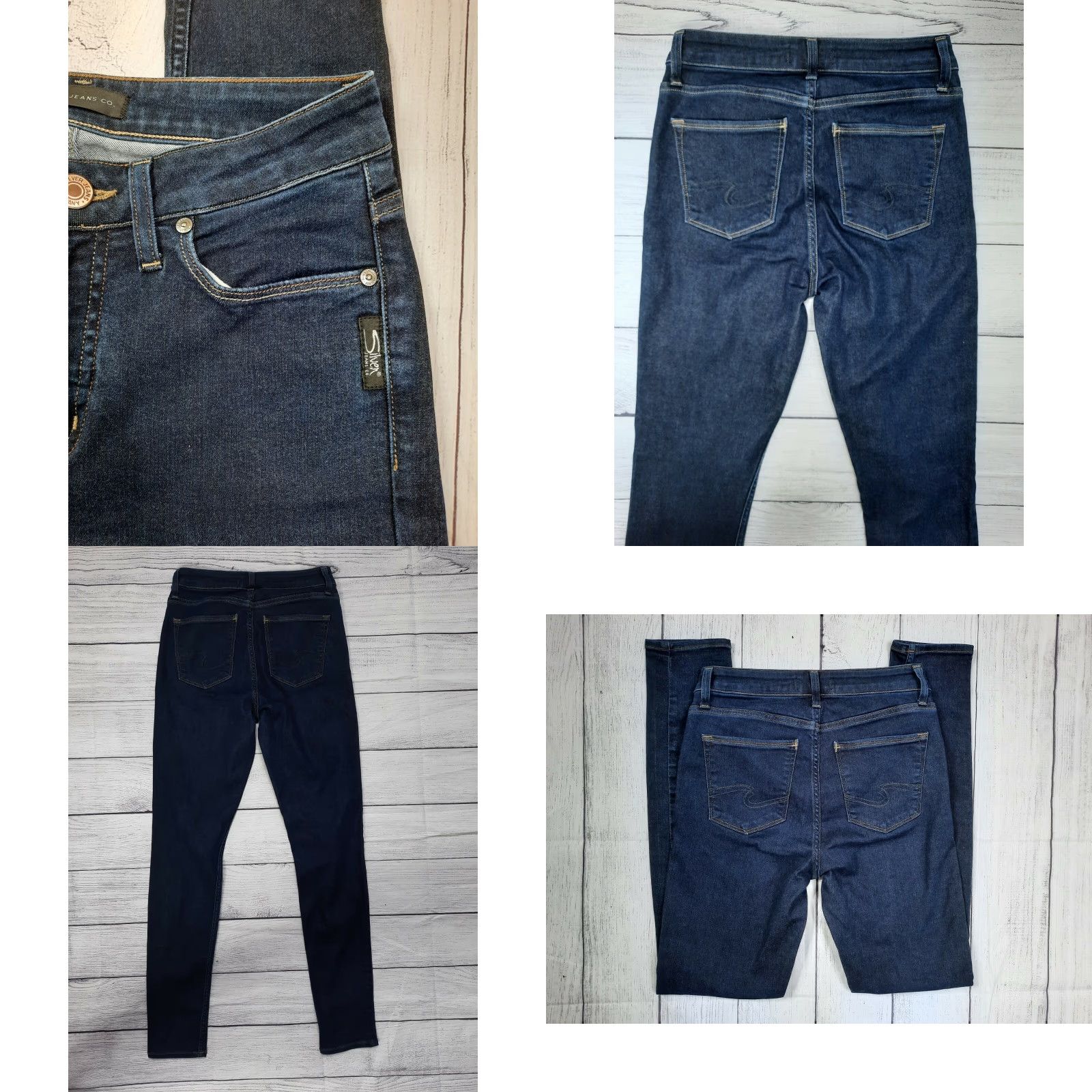 Silver Jeans Co. VINTAGE Silver Jeans Mazy Skinny Jeans Women 26 x 29 High Rise Stretch Dark Denim Blue 5-Pocket Mens? Size 26" / US 2 / IT 38 - 8 Thumbnail