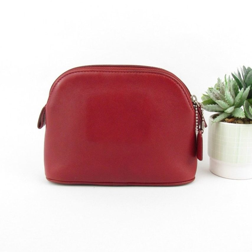 Coach Coach Red Leather Dome Wristlet / Cosmetic Bag Size ONE SIZE - 2 Thumbnail