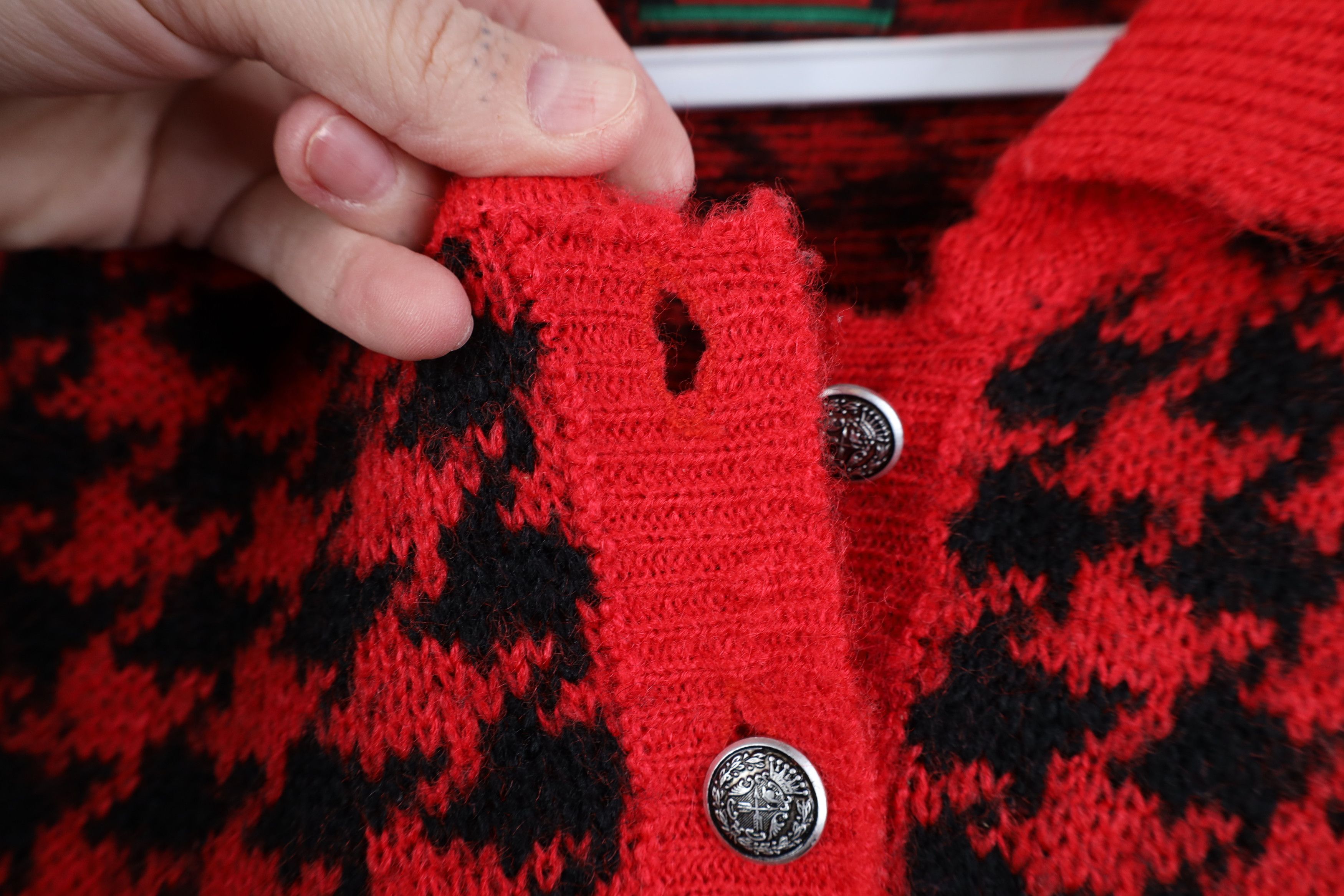 Vintage Vintage 90s Streetwear Houndstooth Knit Collared Sweater Size M / US 6-8 / IT 42-44 - 4 Thumbnail