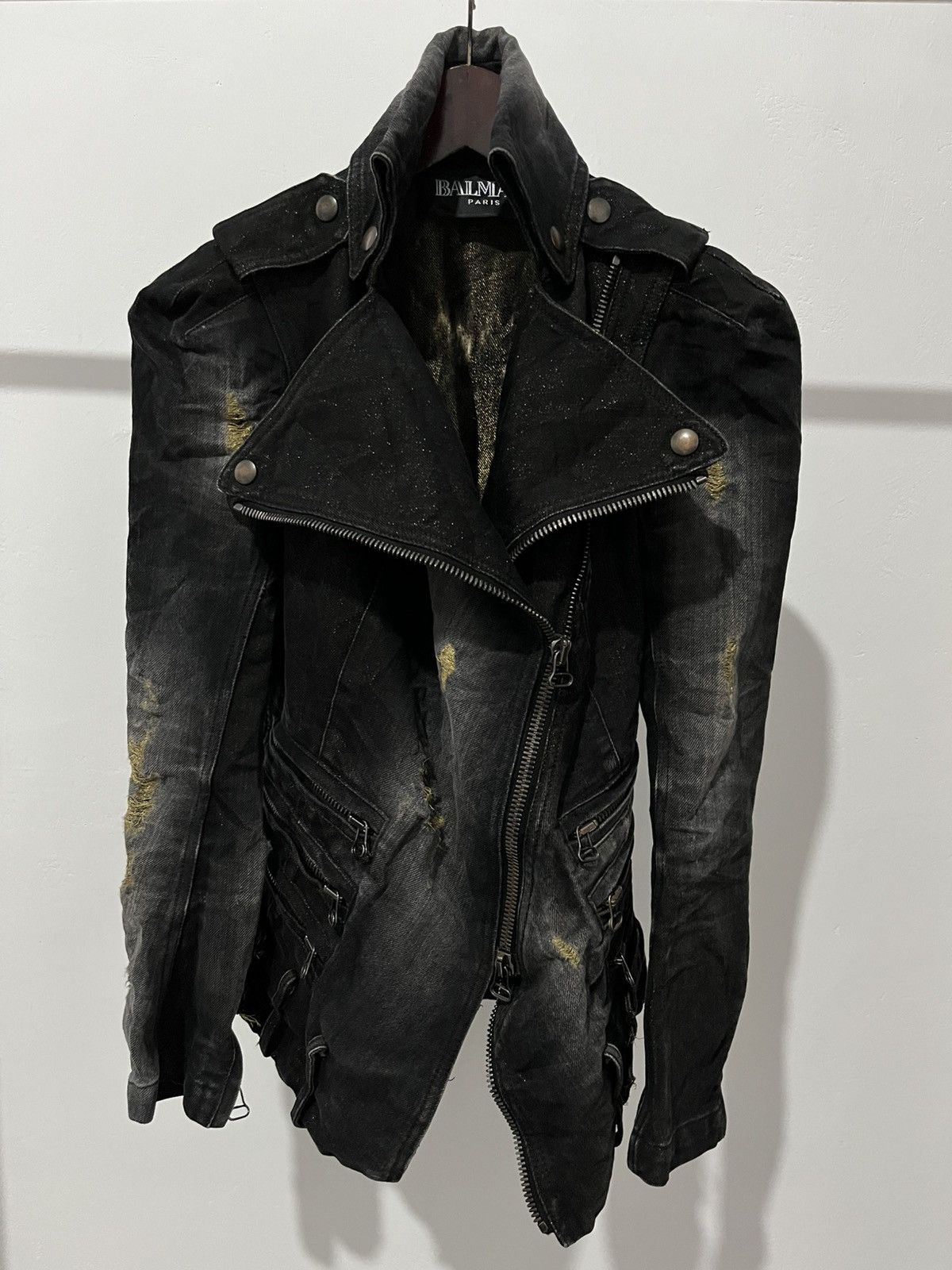 Balmain BALMAIN DECARNIN SS/ 2010 denim biker jacket Size XS / US 0-2 / IT 36-38 - 1 Thumbnail