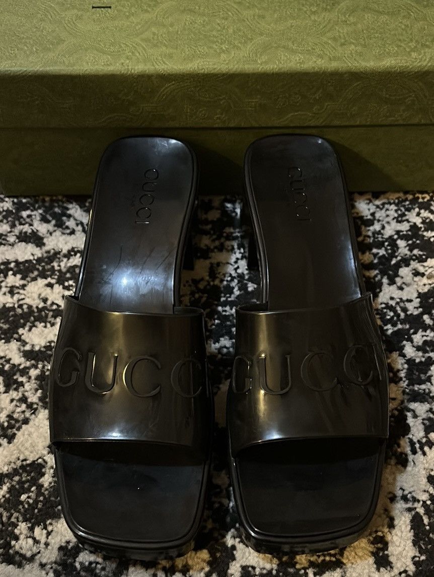 Gucci Gucci 60mm Slide Rubber Sandals Black Size US 9 / IT 39 - 3 Thumbnail