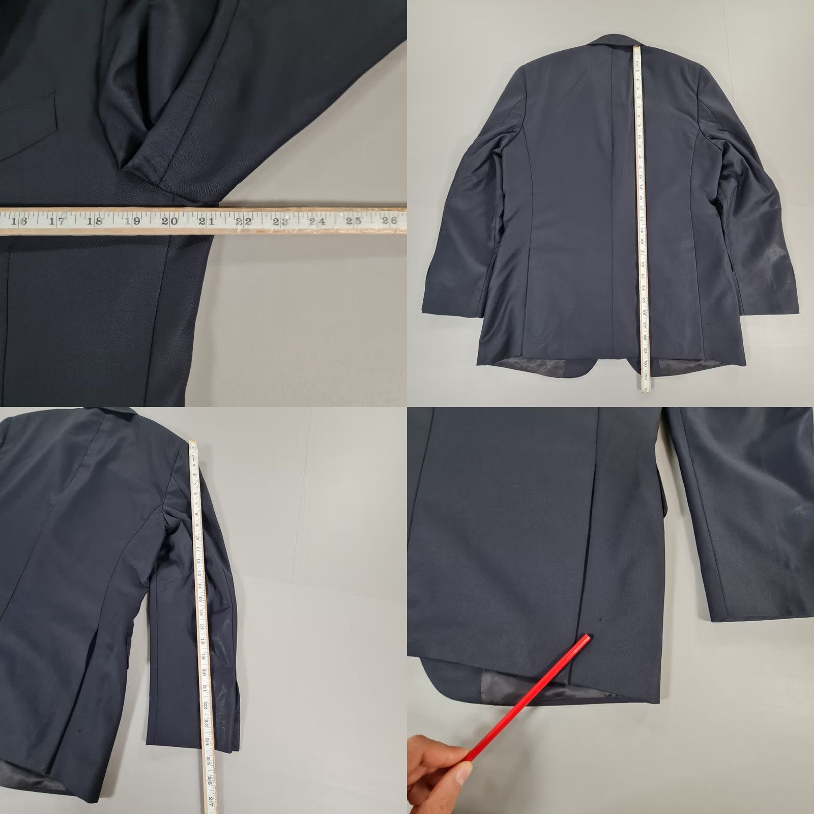 Vintage Sartoria Rossi Mens Suit Jacket Navy Blue 40 R Wool Blazer Vitale Barberis Size 40R - 8 Thumbnail