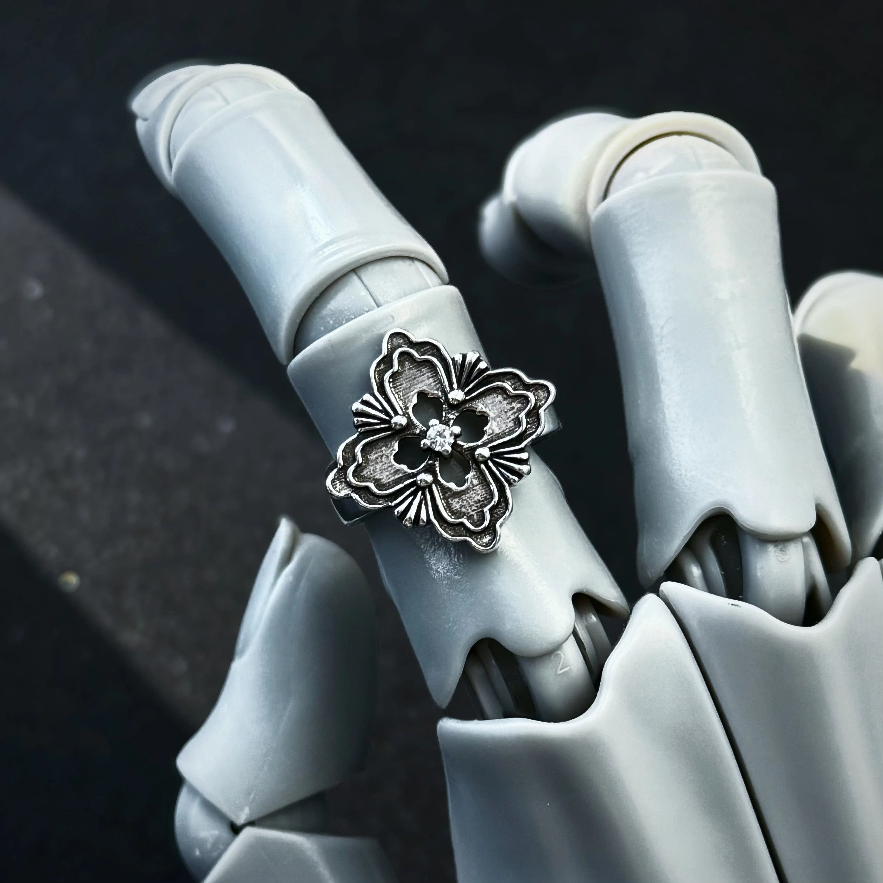 Vintage Retro Lucky Four-leaf Clover Ring Size ONE SIZE - 6 Thumbnail