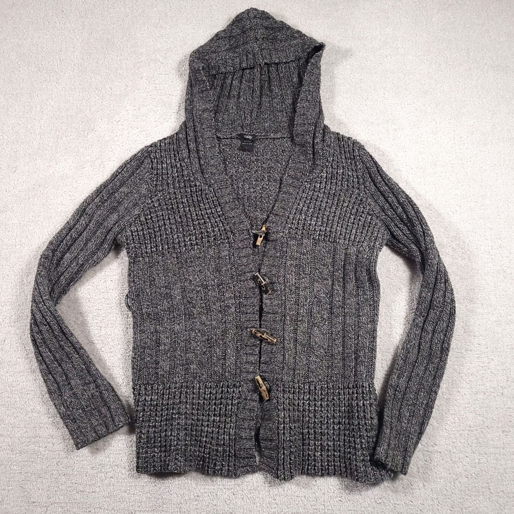 Vintage Vanity Cardigan Sweater Womens Large Gray Long Sleeve Loop Front Shirt Ladies Regular Knit Style Modern Classic Fall Winter Size L / US 10 / IT 46 - 2 Thumbnail