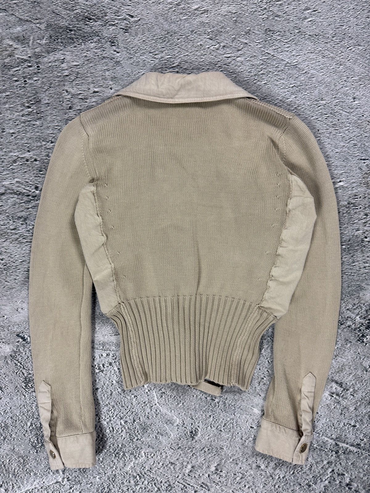Armani Emporio Armani sweater avant garde beige Y2K knit zip swag Size S / US 4 / IT 40 - 7 Thumbnail