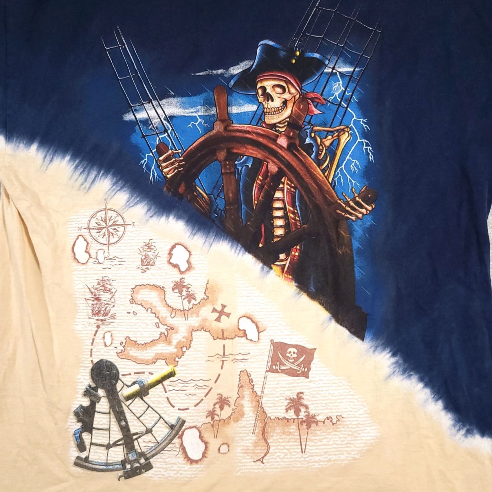 Vintage VINTAGE Pirate Skeleton Shirt Mens XL Map Nautical Compass Graphic Corpus Christi Tee Size US XL / EU 56 / 4 - 4 Thumbnail