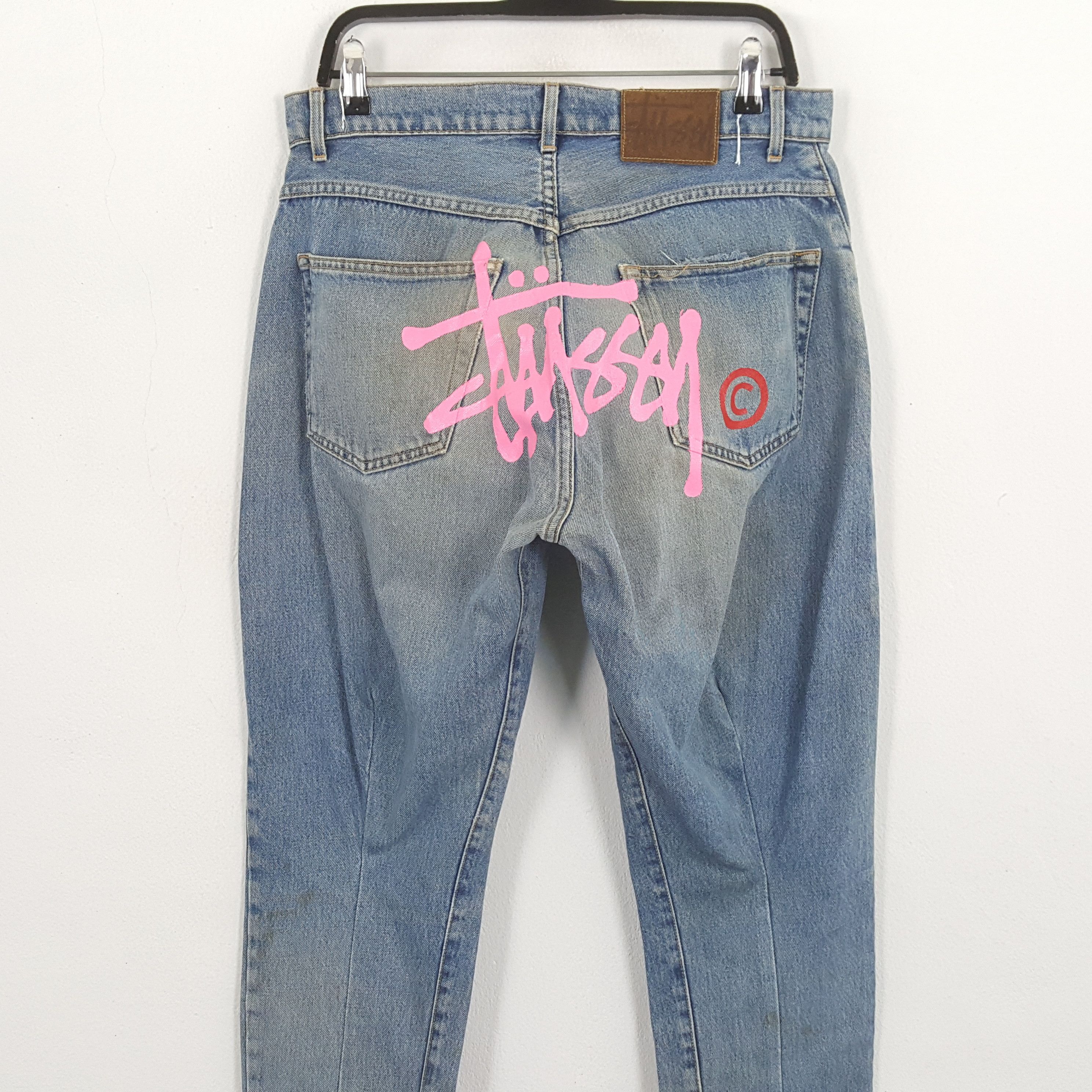 Stussy × Vintage STUSSY Made In USA Streetwear Style Custom Art Jeans Size US 32 / EU 48 - 2 Thumbnail