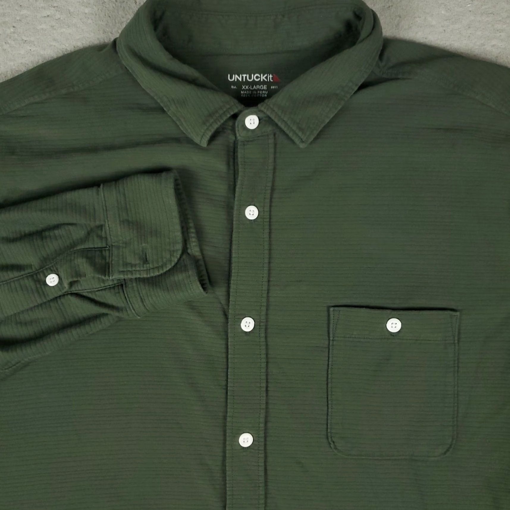 UNTUCKit UNTUCKit Shirt Mens 2XL Green Button-Up Long Sleeve Casual Business Formal Vintage: No (ignore) Size US XXL / EU 58 / 5 - 2 Thumbnail