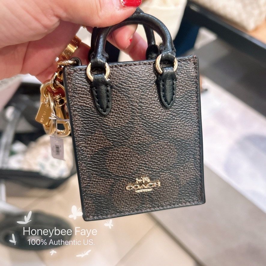 Coach North/South Mini Tote Bag Charm With Cherry Print