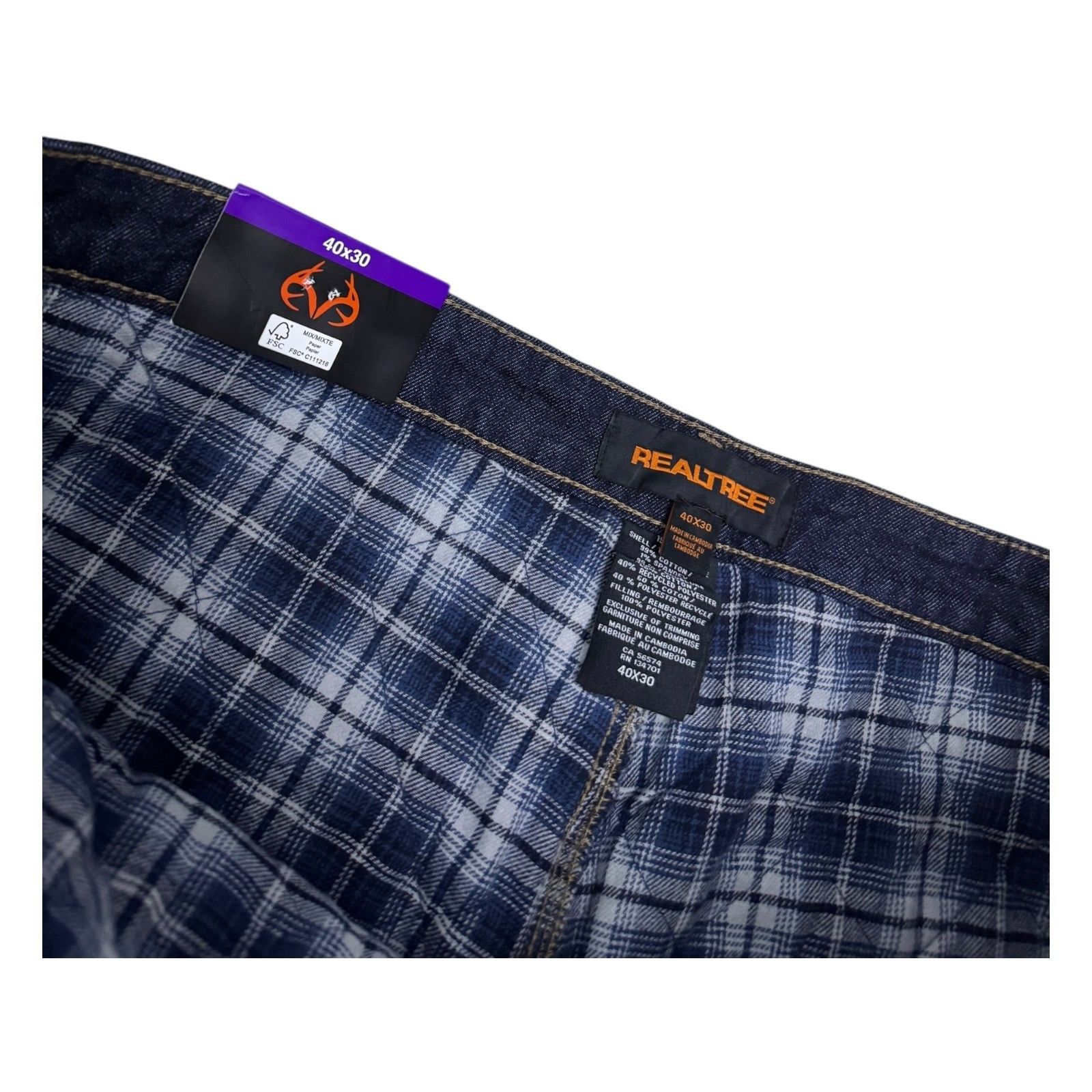 Realtree REALTREE Flannel-Lined Work Denim Pants Jeans Mens 38x32 Size US 38 / EU 54 - 3 Thumbnail