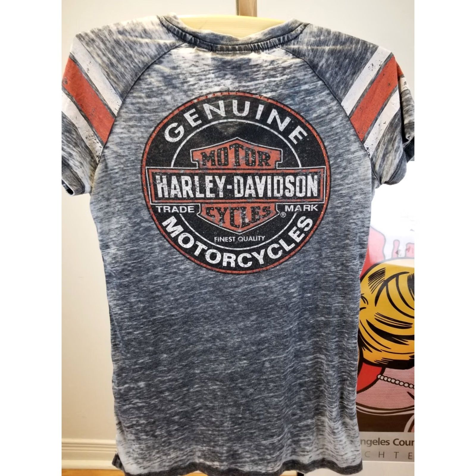 Harley Davidson VINTAGE HARLEY DAVIDSON T-SHIRT WOMEN'S MEDIUM BLACK V NECK RETRO USA PAPER THIN Size M / US 6-8 / IT 42-44 - 4 Thumbnail