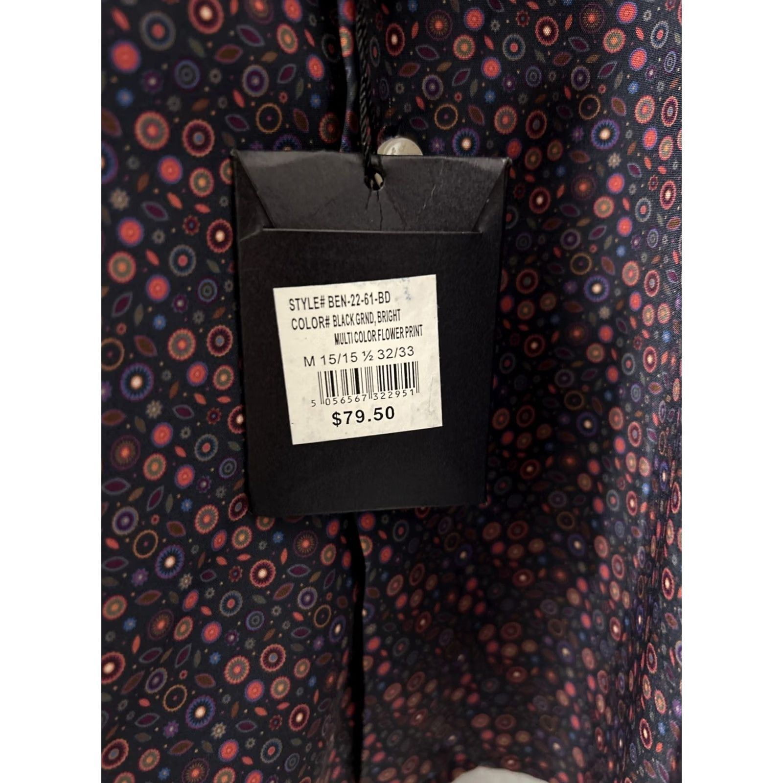 Ben Sherman Ben Sherman Slim Fit Button Down Shirt Mens Medium Black Floral L/S Slim Stretch Wrinkle Free Moisture Wicking Button-Up Pattern Floral Size US M / EU 48-50 / 2 - 5 Thumbnail