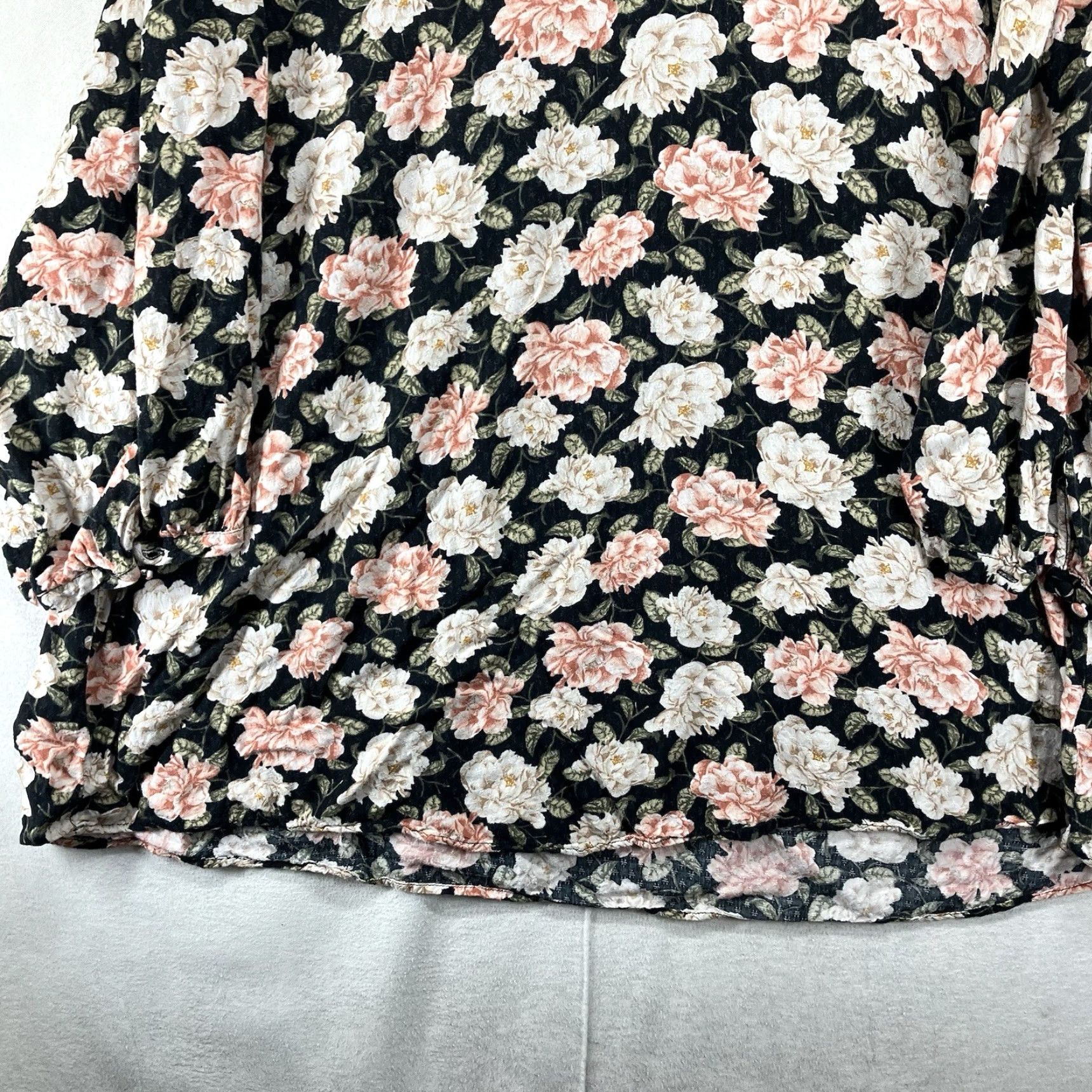 Torrid Torrid Women's Plus Size Relaxed Fit Black Rayon Blouse with Floral Print, Long Sleeve, V-Neck, Casual, Size 5, Bohemian Gothic Theme Size S / US 4 / IT 40 - 6 Thumbnail