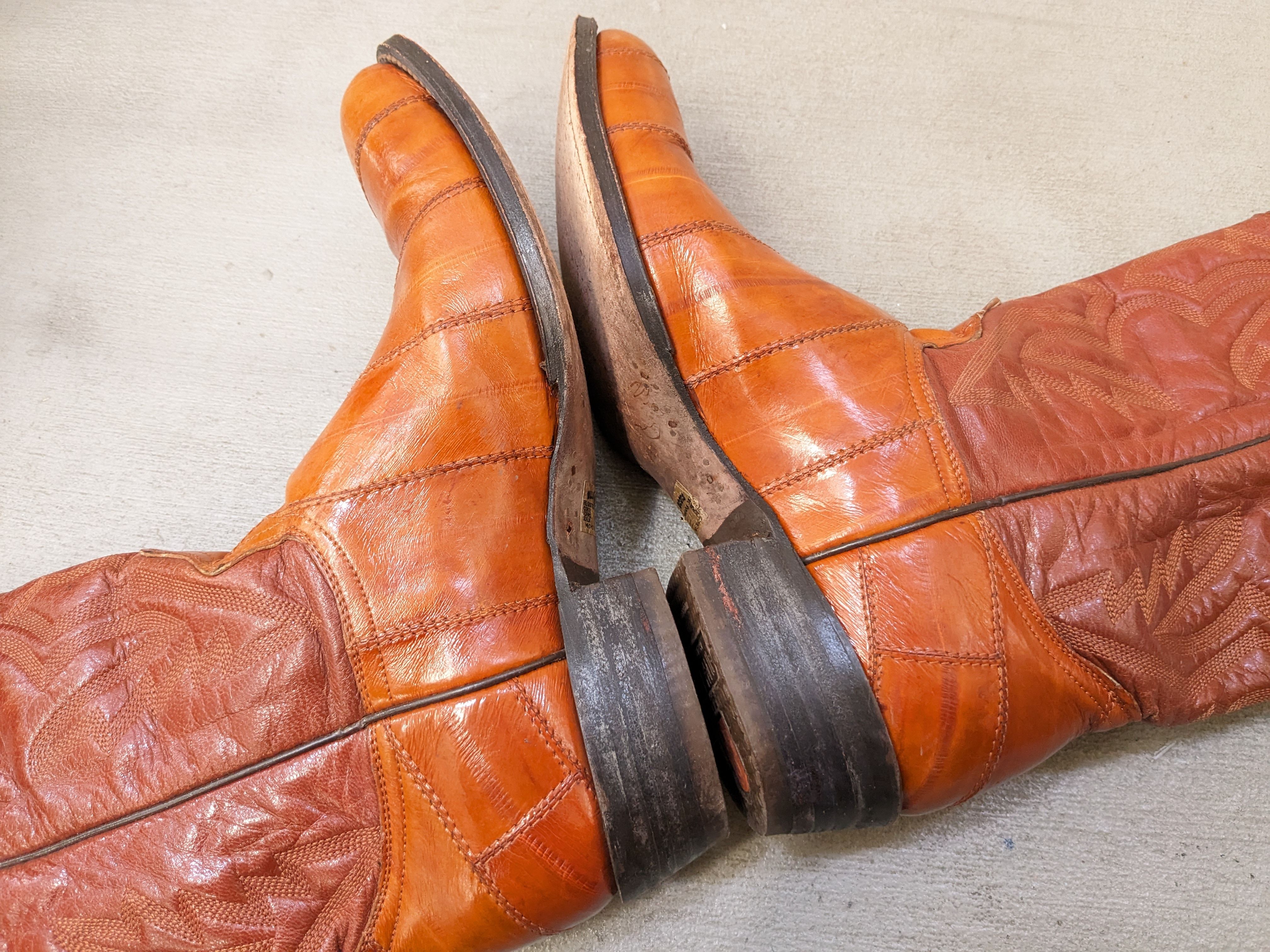 Vintage Cowboy Boots Brown Size 10 Eel Leather Botas Mexico Size US 10 / EU 43 - 11 Thumbnail