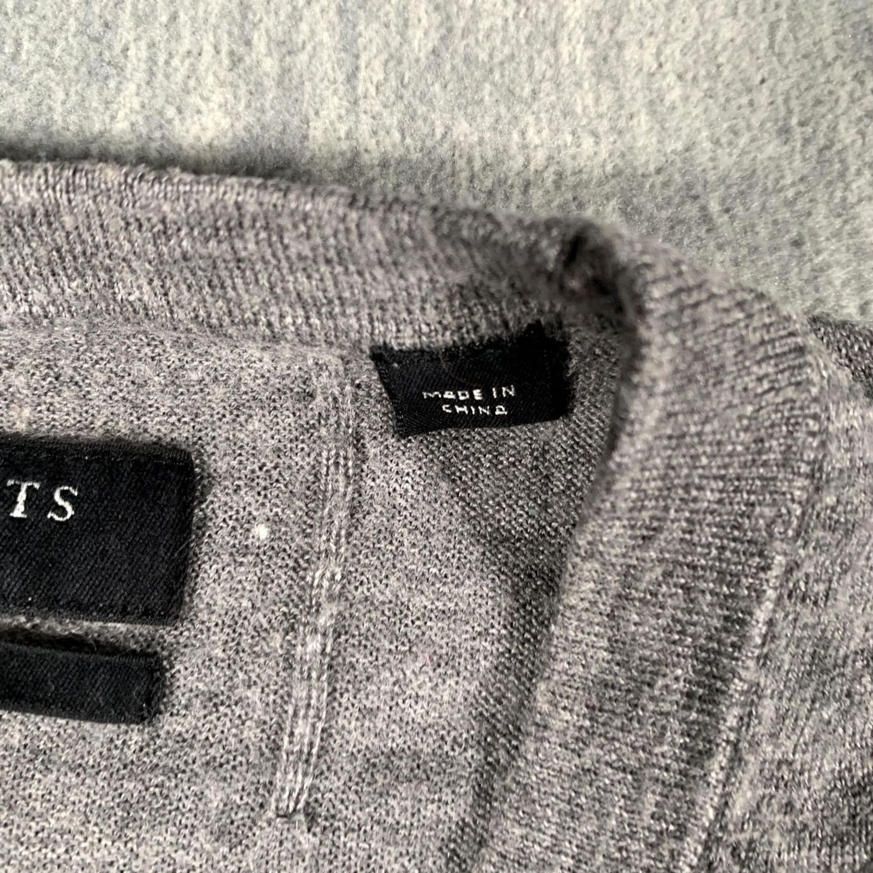 Allsaints VINTAGE? AllSaints Sweater Mens XL Gray 100% Merino Wool Crewneck Logo Knit Lightweight Ribbed Cuffs Hem Neckline Mens Size US XL / EU 56 / 4 - 6 Thumbnail