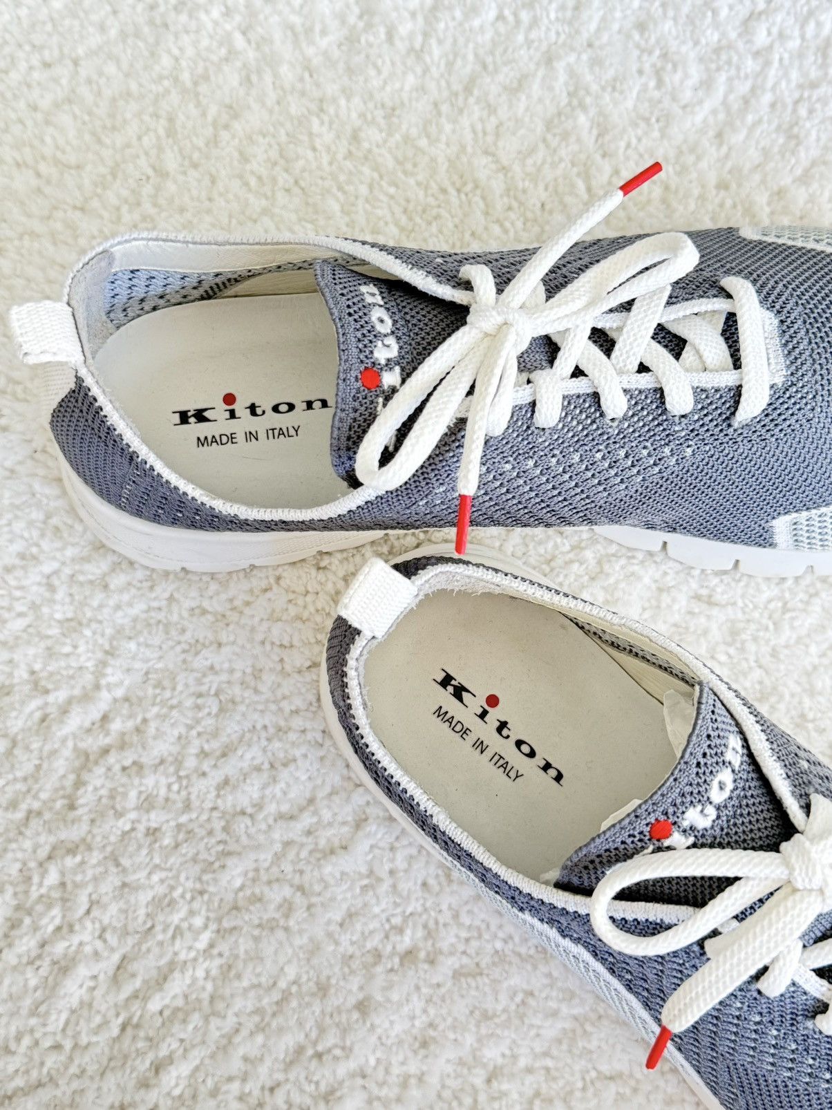 Kiton Kiton Low-Top Mesh Knit Lace-Up Cotton Sock Sneakers Gray Size US 12 / EU 45 - 9 Thumbnail