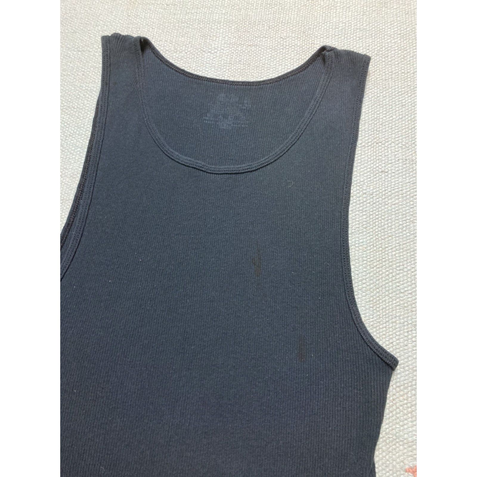 Fruit Of The Loom VINTAGE Fruit of the Loom ribbed tank top beater shirt black goth grunge soft cotton XL shirt Mens Size US XL / EU 56 / 4 - 2 Thumbnail