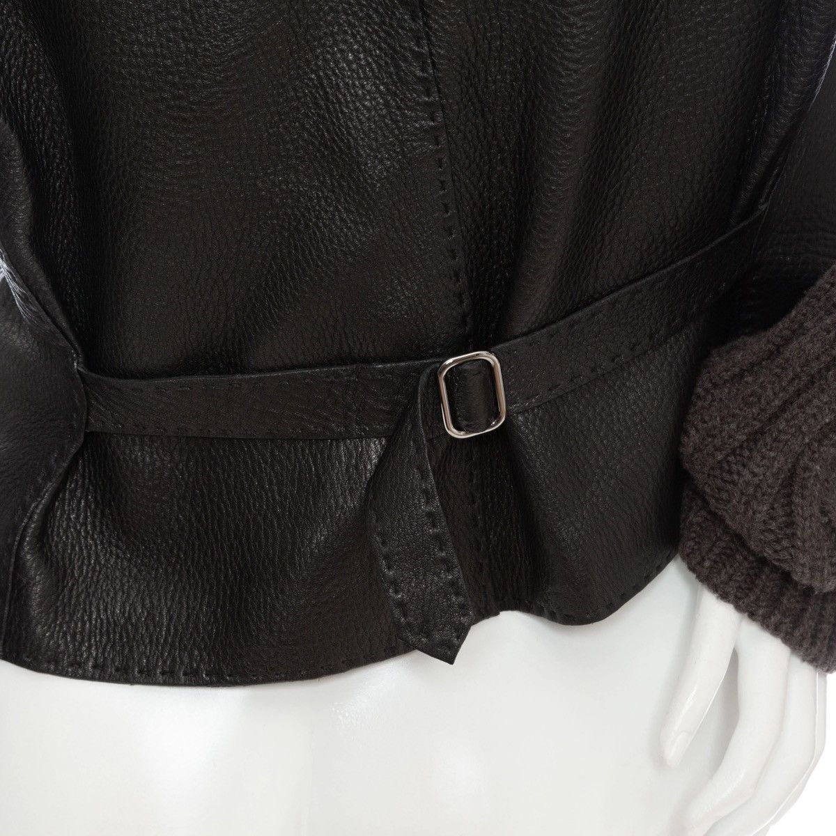 Hermes Hermes Leather Knit Sleeve Biker Jacket Size M / US 6-8 / IT 42-44 - 6 Thumbnail