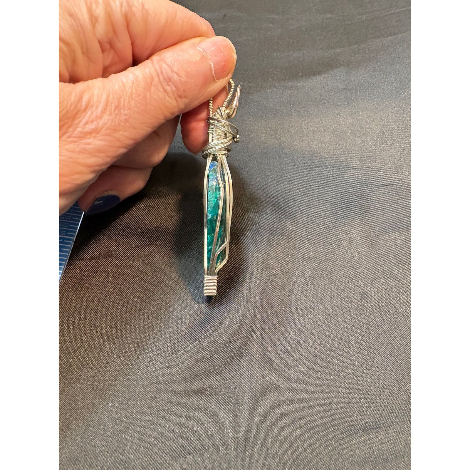 Other Large Sterling Silver Chrysocolla & Azurite Pendant Size ONE SIZE - 3 Thumbnail