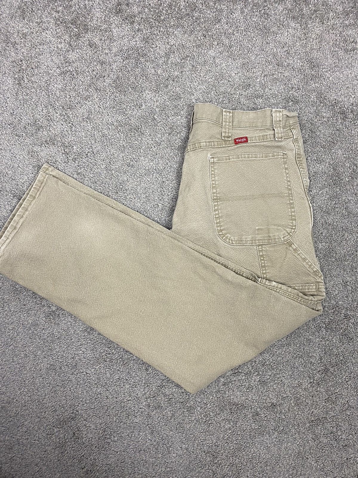 Vintage × Wrangler Tan wrangler carpenter pants Size US 35 - 1 Thumbnail