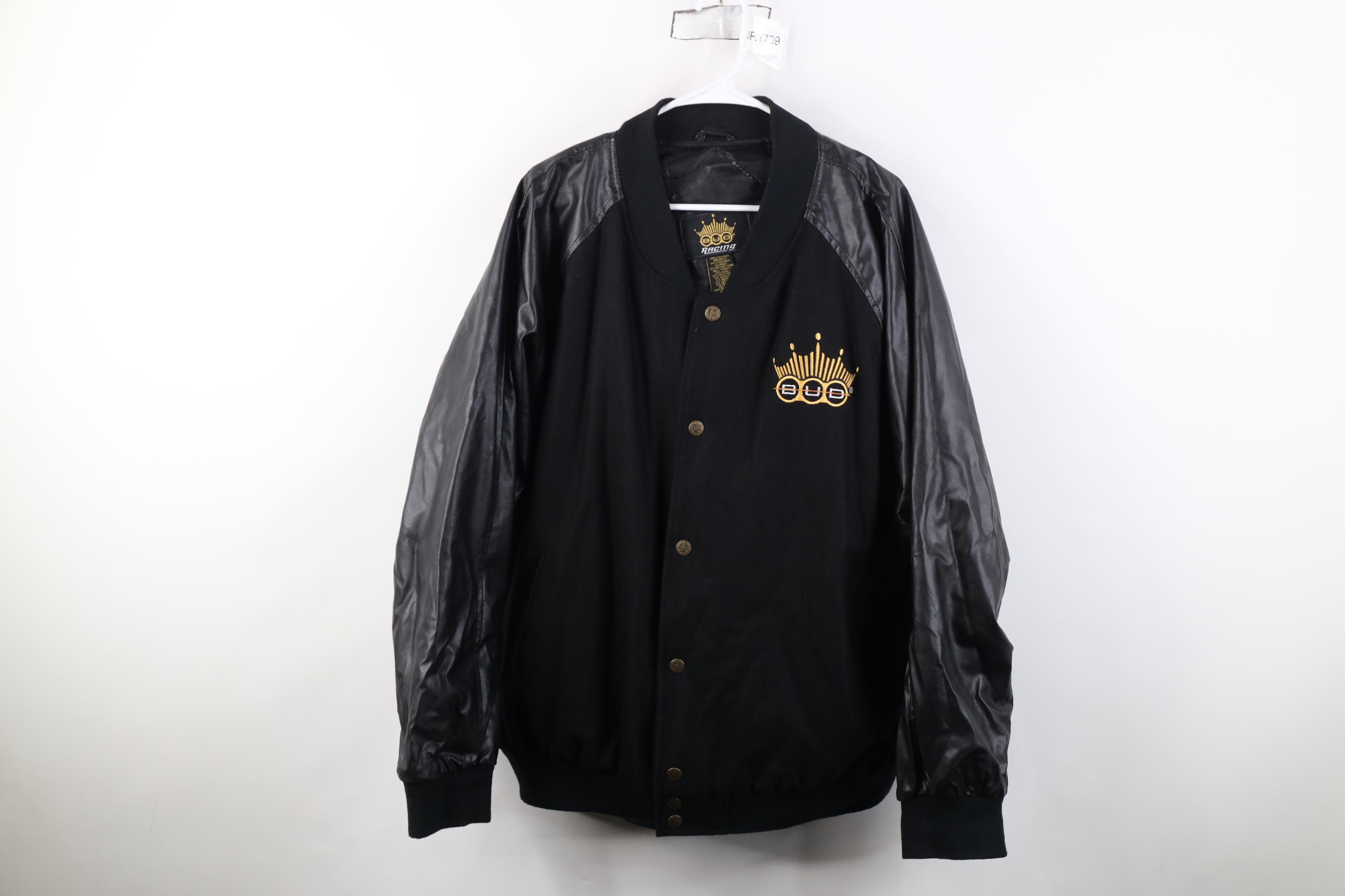 Budweiser Vintage 90s Y2K Budweiser Racing Wool Varsity Jacket Black Size US XL / EU 56 / 4 - 1 Thumbnail